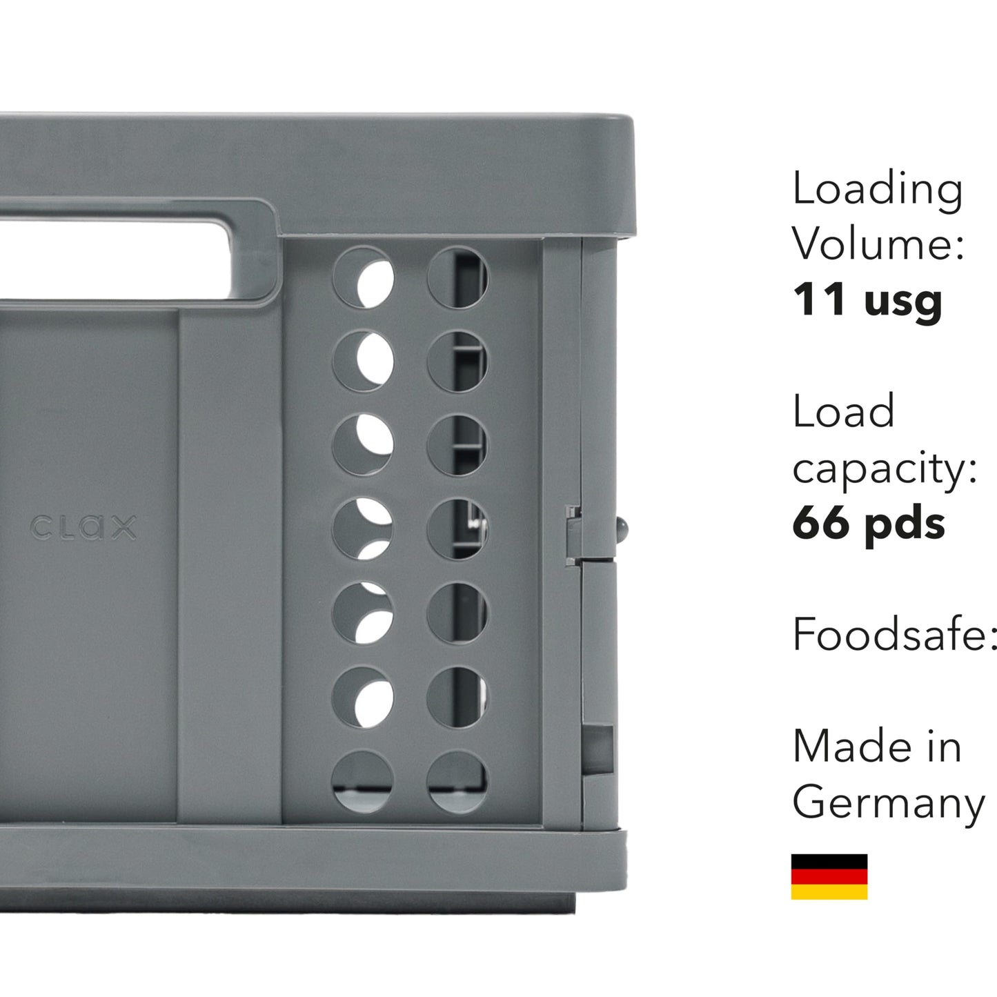 Clax® crate | folding box | basket | 48 qt (12 gal) | grey