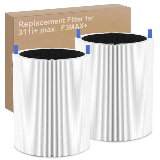 2 Pack 311i+ Max Replacement Filter Compatible with Blueair Blue Pure 311i+ Max Air Purifier, H13 True HEPA with Activated Carbon Air Filter, Compare to part #F3MAX+