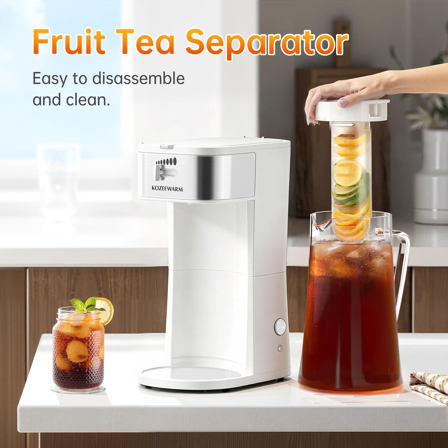 Iced Coffee Tea Maker With Reusable Filter Basket 3 QT Pitcher Iced Tea And Coffee Machine, Tea Makers For Iced Tea, Lattes, Lemonade And Flavored Water (3QT 2)
