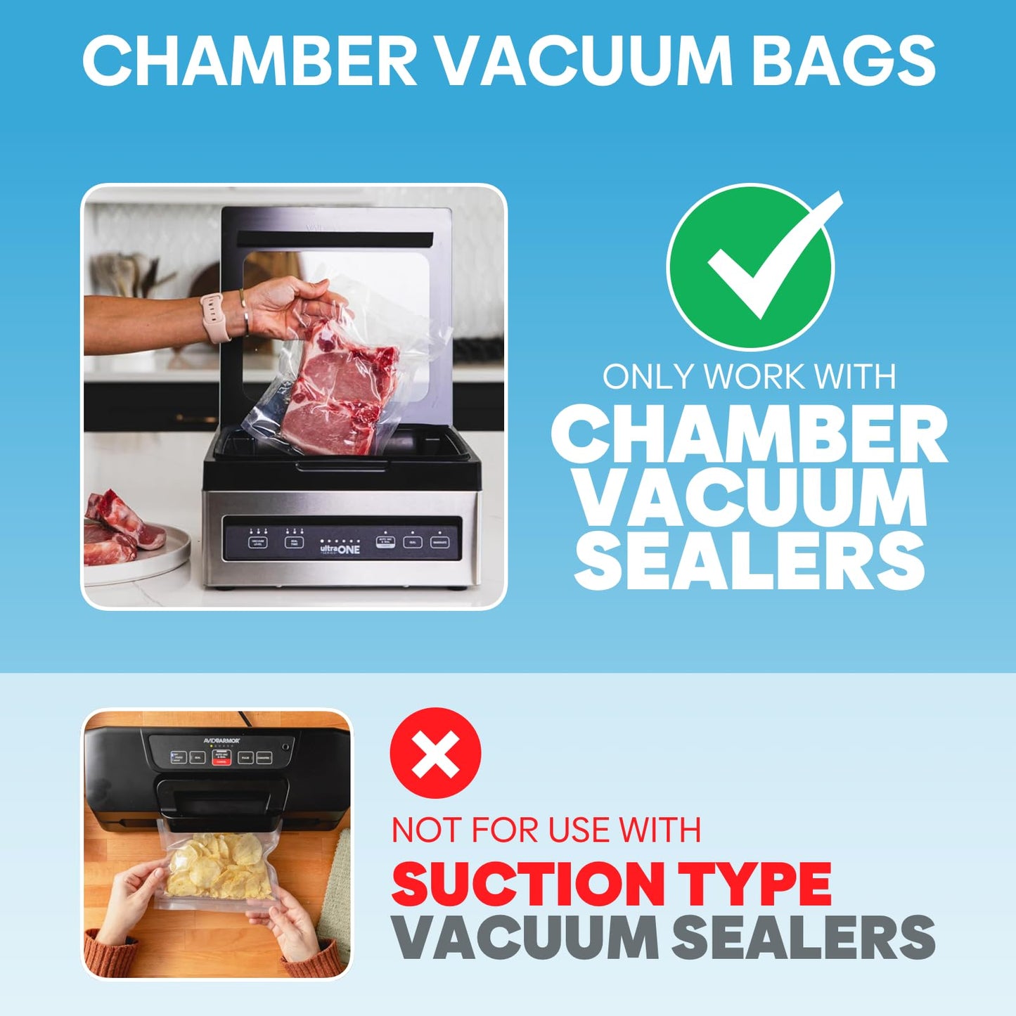 Cloudslucky Chamber Vacuum Sealer Bags,12"x14" 200 Pcs Pre-cut Chamber Machine Pouches,Heavy Duty Chamber Vacuum Bags for Commercial Sealer,Food Storage,Meal Prep,Sous Vide,Meat Cheese Goods, BPA Free
