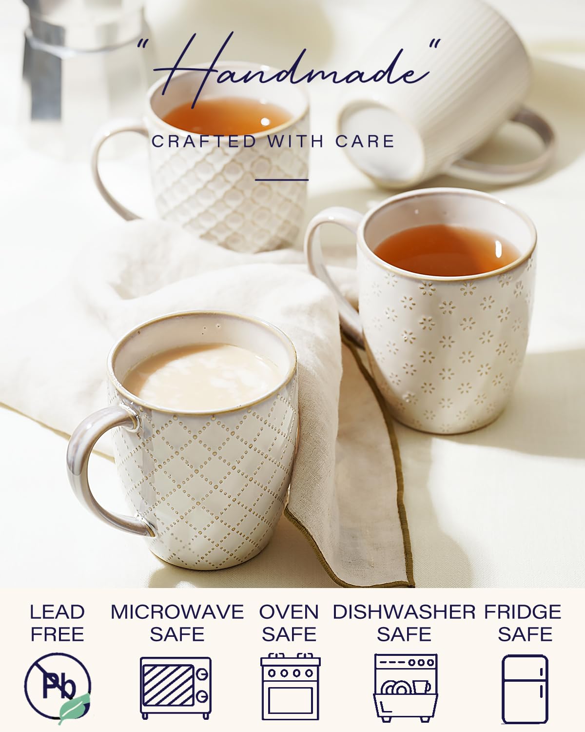 getstar Large Coffee Mugs 18 OZ Set of 4 with Big Handles, Father Day Gifts Ceramic Coffee Mug Microwave and Dishwasher Safe, Coffee Cups Ceramic