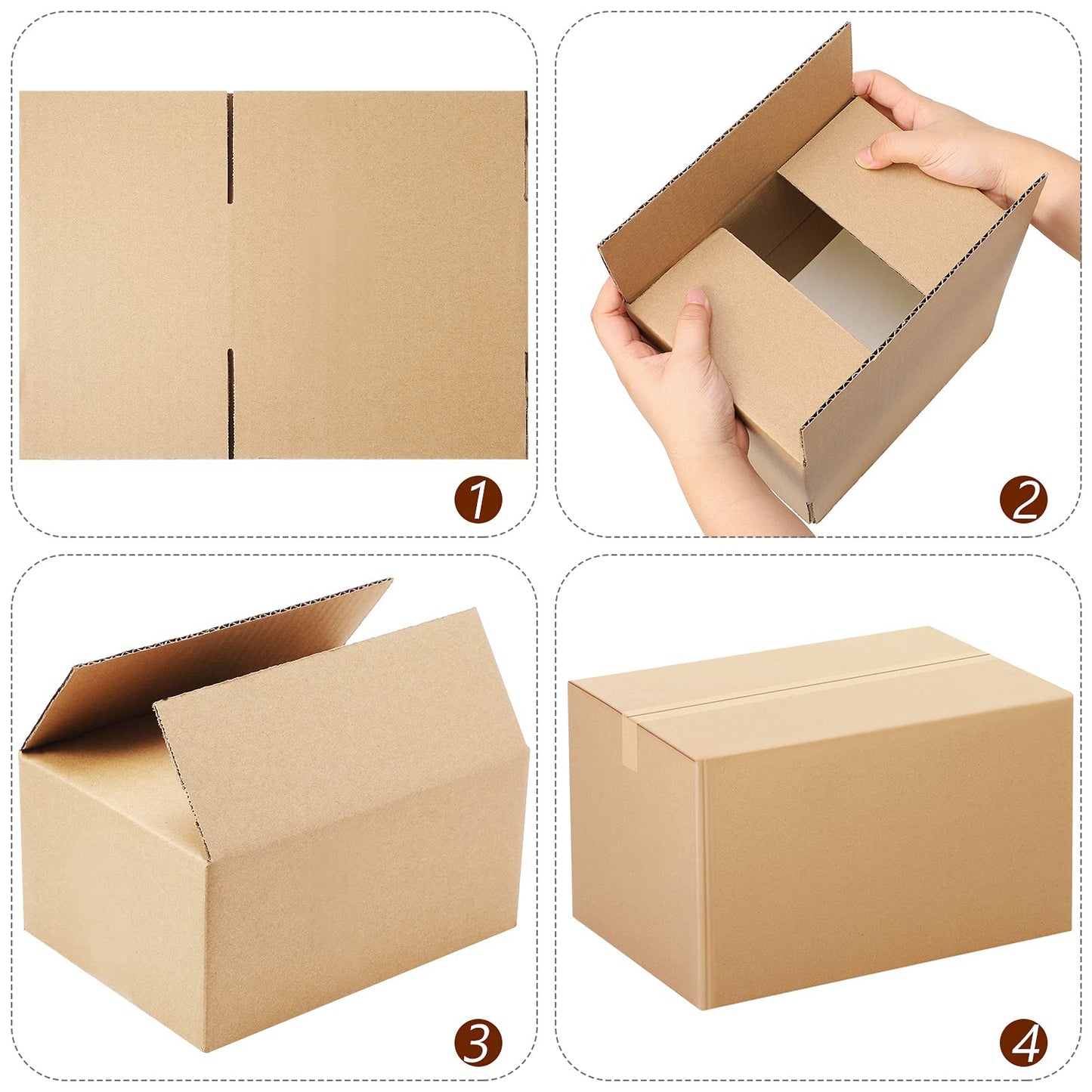 Outus 32 Pack Small 4 Sizes Shipping Boxes Mailers Corrugated Cardboard Box Kraft Mailing Boxes Small Packing Box with Packaging Tape for Shipping Packing Mailing