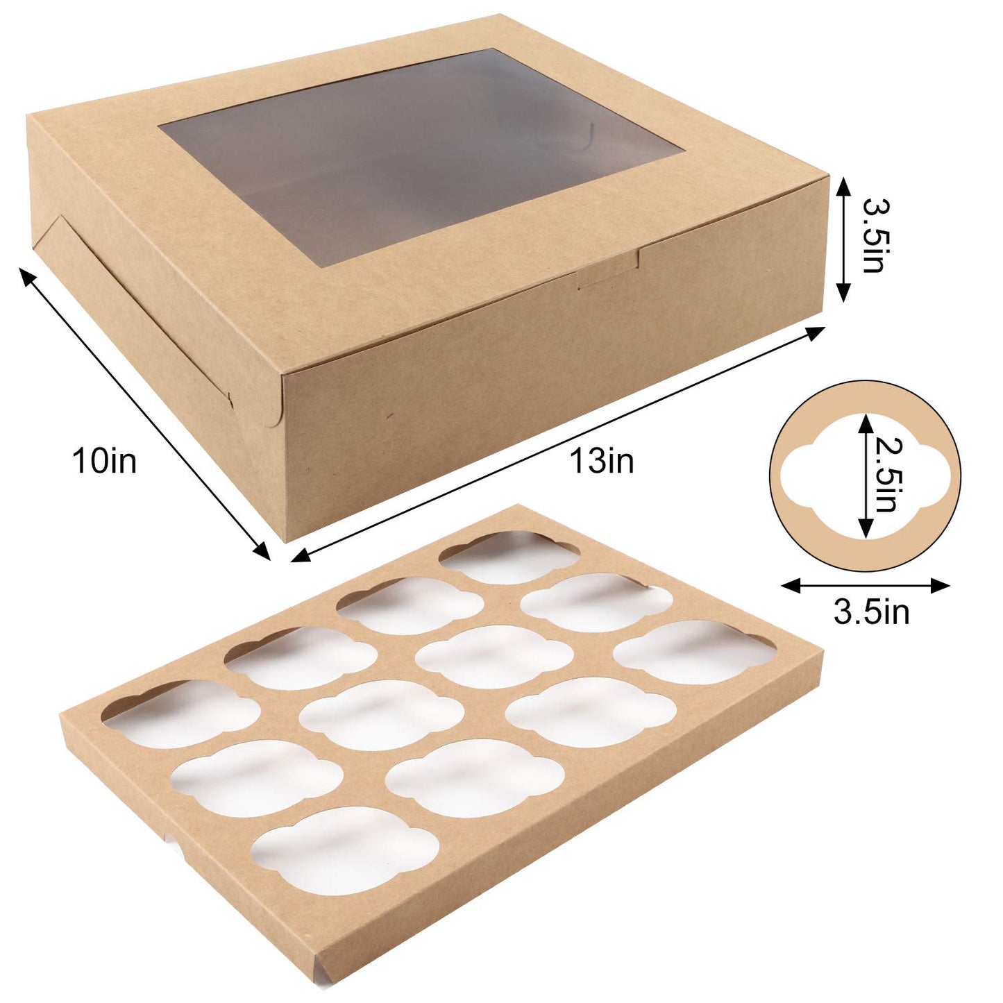 Moretoes 20 Sets Cupcake Boxes, 12 Count Cupcake Containers with Window, for Birthday Holiday Party Wedding Bakery Supplies,13 x 10 x 3.5 Inches