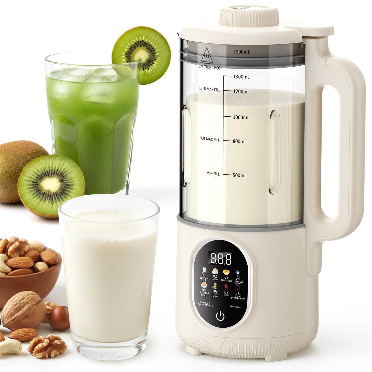 55oz Nut Milk Maker, 10-in-1 Plant Milk Maker Machine, 800W 20-Blade Smooth Blend — Soy/Almond/Oat Milk Maker — Hot Max 27oz, One-Touch, Auto Clean 2-Min, 12-H Delay, 4-H Keep Warm