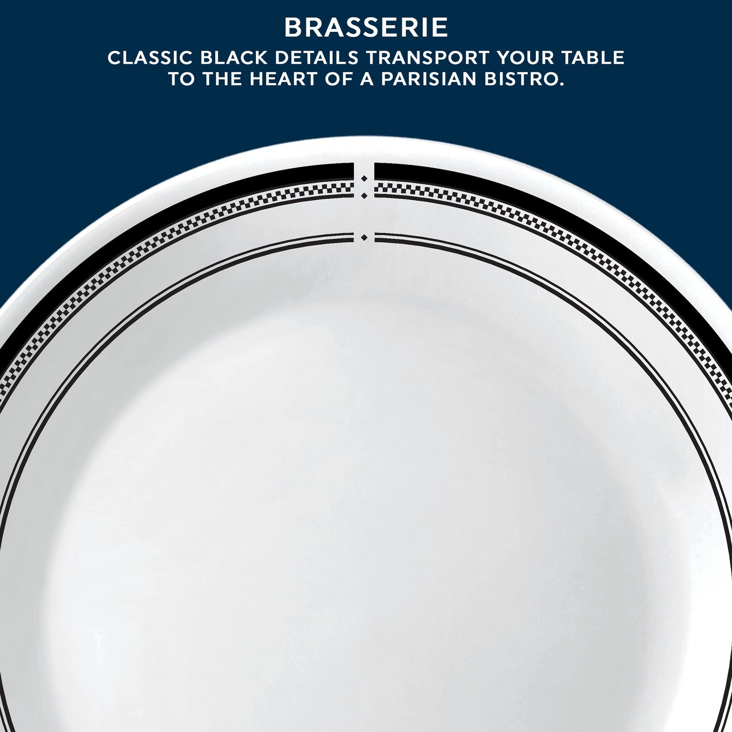 Corelle Vitrelle 10.25" Dinner Plates Set, Triple Layer Glass and Chip Resistant, Lightweight Round Plates, 6-Piece Brasserie