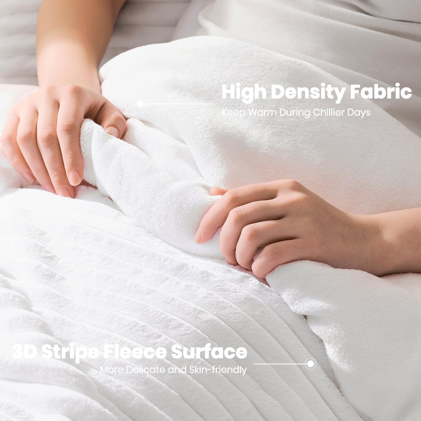 Quataly Marshmallow Queen Fleece Comforter Set White Faux Fur Fluffy Comforter Set Luxury Bedding Set Soft Plush Fuzzy Warm Bed Set All Season 3 Pieces (1 Shaggy Comforter, 2 Pillowcases)