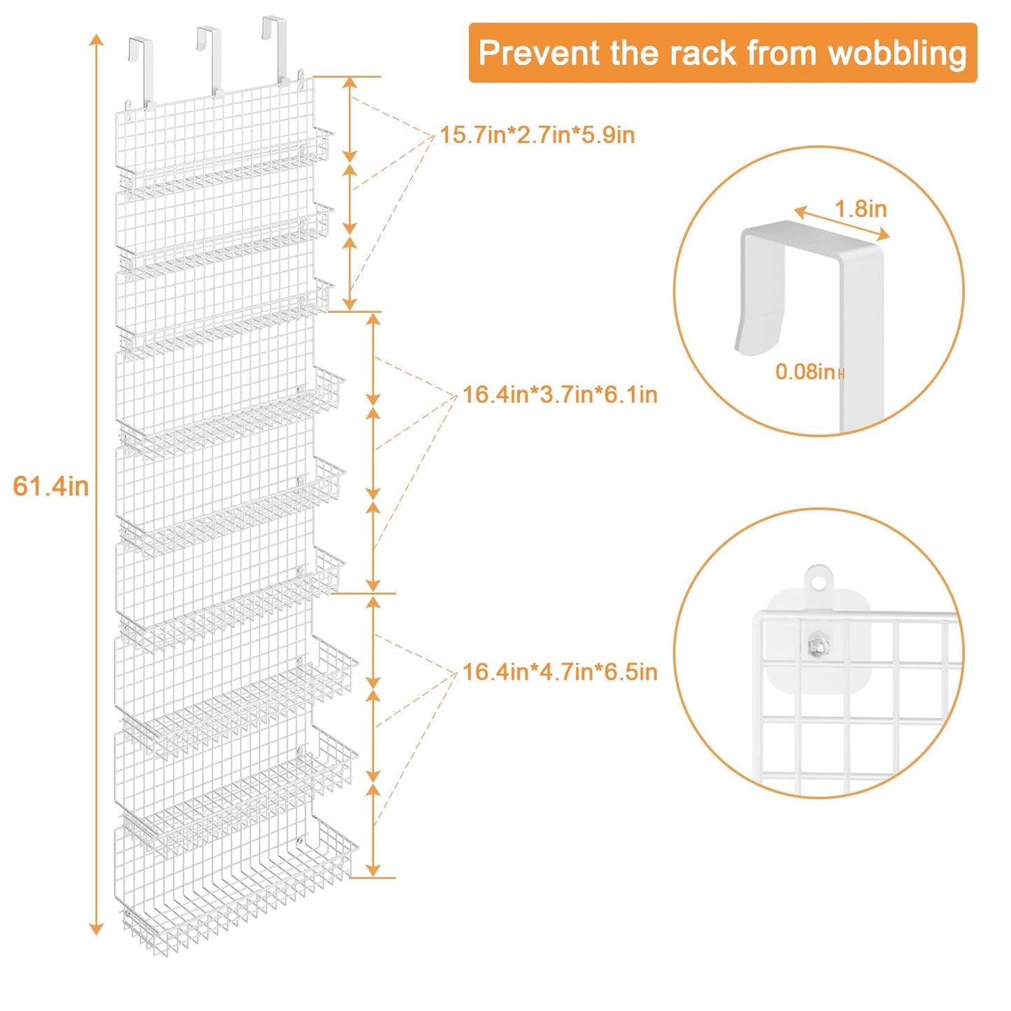 JKsmart 9-Tier Spice Rack Organizer with Door Hook, Wall Mount, and Extra Large Capacity for Pantry – Stylish White Design for Effortless Organization, Ultimate Kitchen Storage Solution