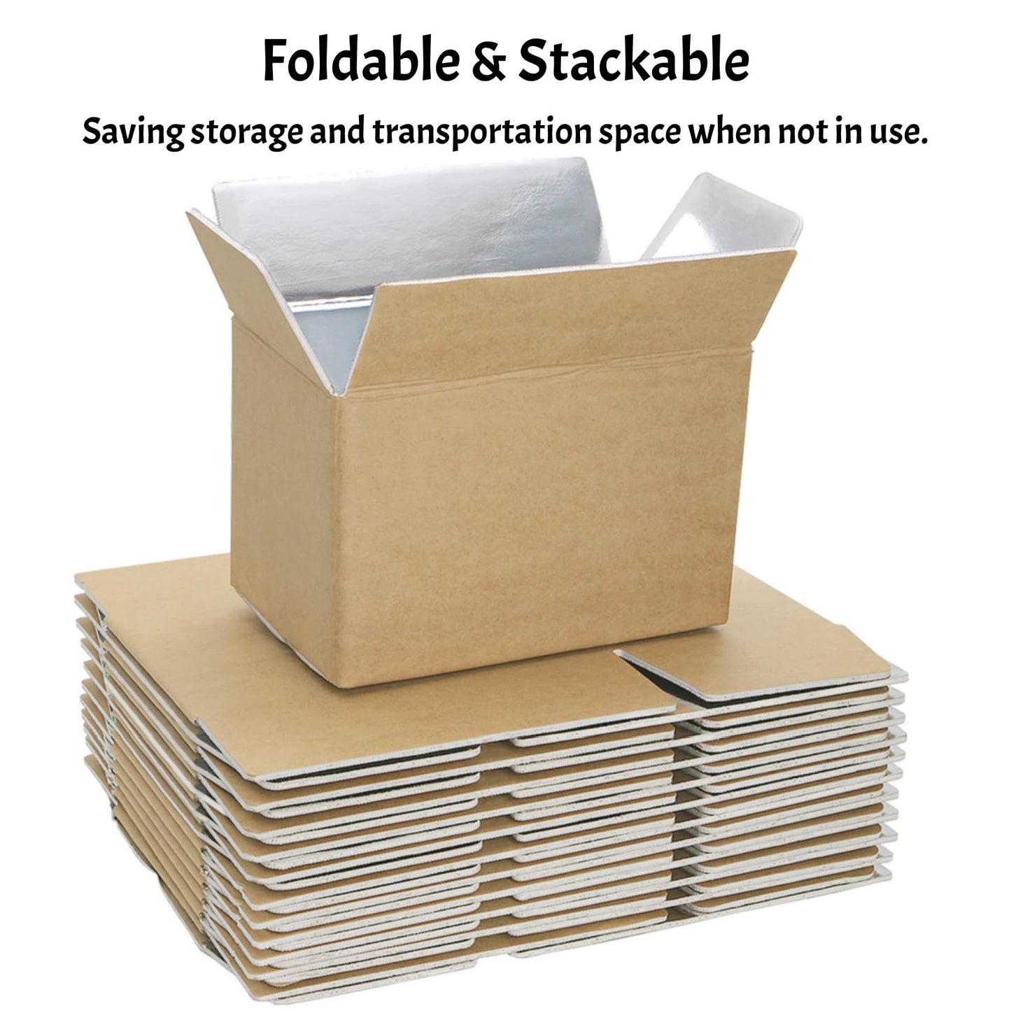 ZAVOOS 12 Pack Insulated Shipping Box, 10.8'' x 7.3'' x 6.5'' Cold Shipping Boxes with Aluminium Foil Liner for Hot Frozen Food, Small Reusable Foil Cooler Carton Moving Kits for Packing Mailing