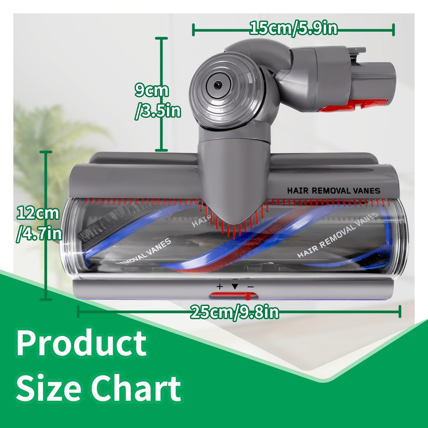 Klypticfit High Torque Cleaner Head Replacement Compatible with Dyson V11 V10 V15 Cordless Vacuums, Anti-Tangle Motorized Floor Brush Attachment (Part 970100-05) with Adjustable Suction, 9.8 in