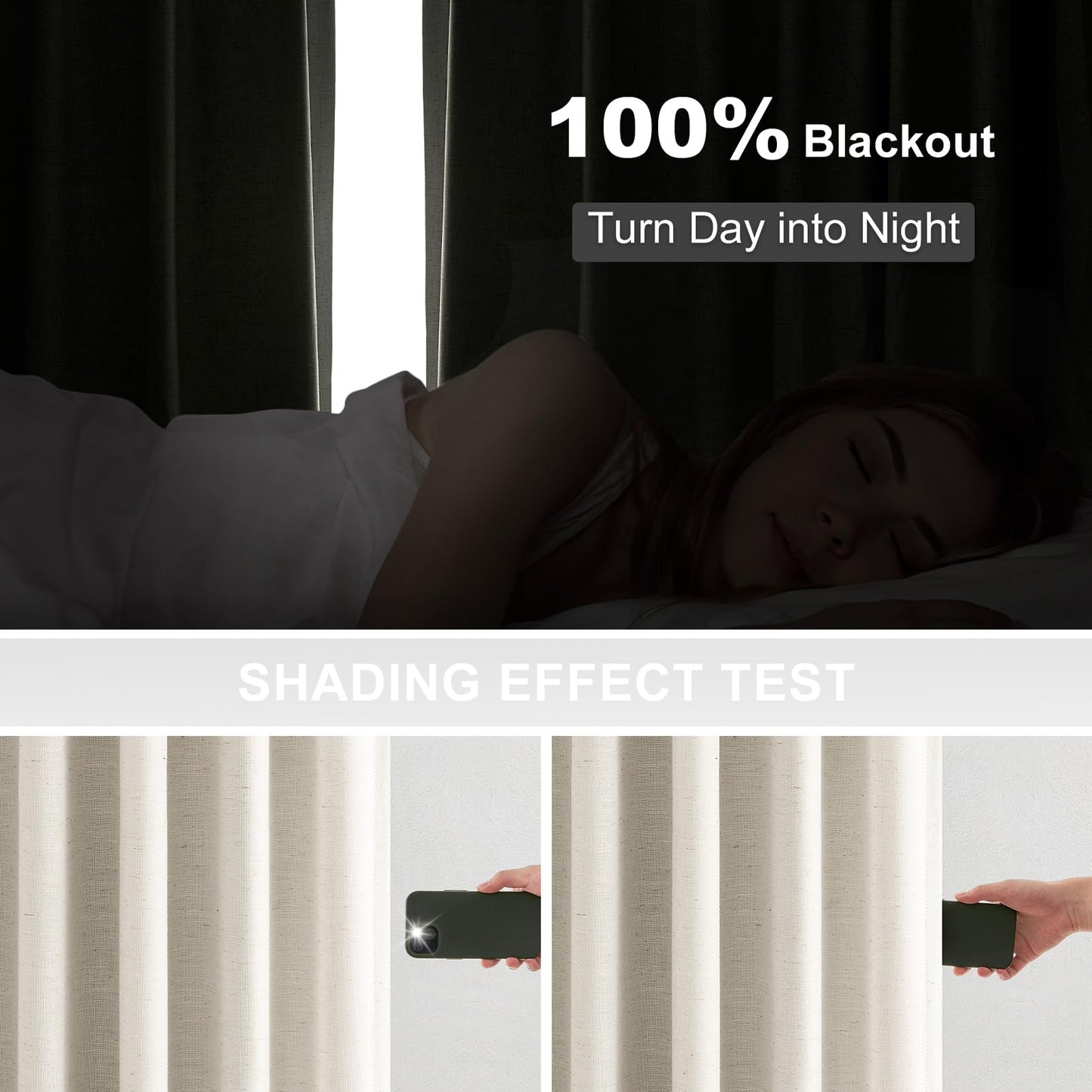 Topfinel 96 Inches Long Pinch Pleated 100% Blackout Curtains,Thermal Insulated Natural Linen Pinch Pleat Viral Drapes with Hooks Rings 2 Panel Sets,Neutral Beige Ivory 8FT Back Tab Window Curtains