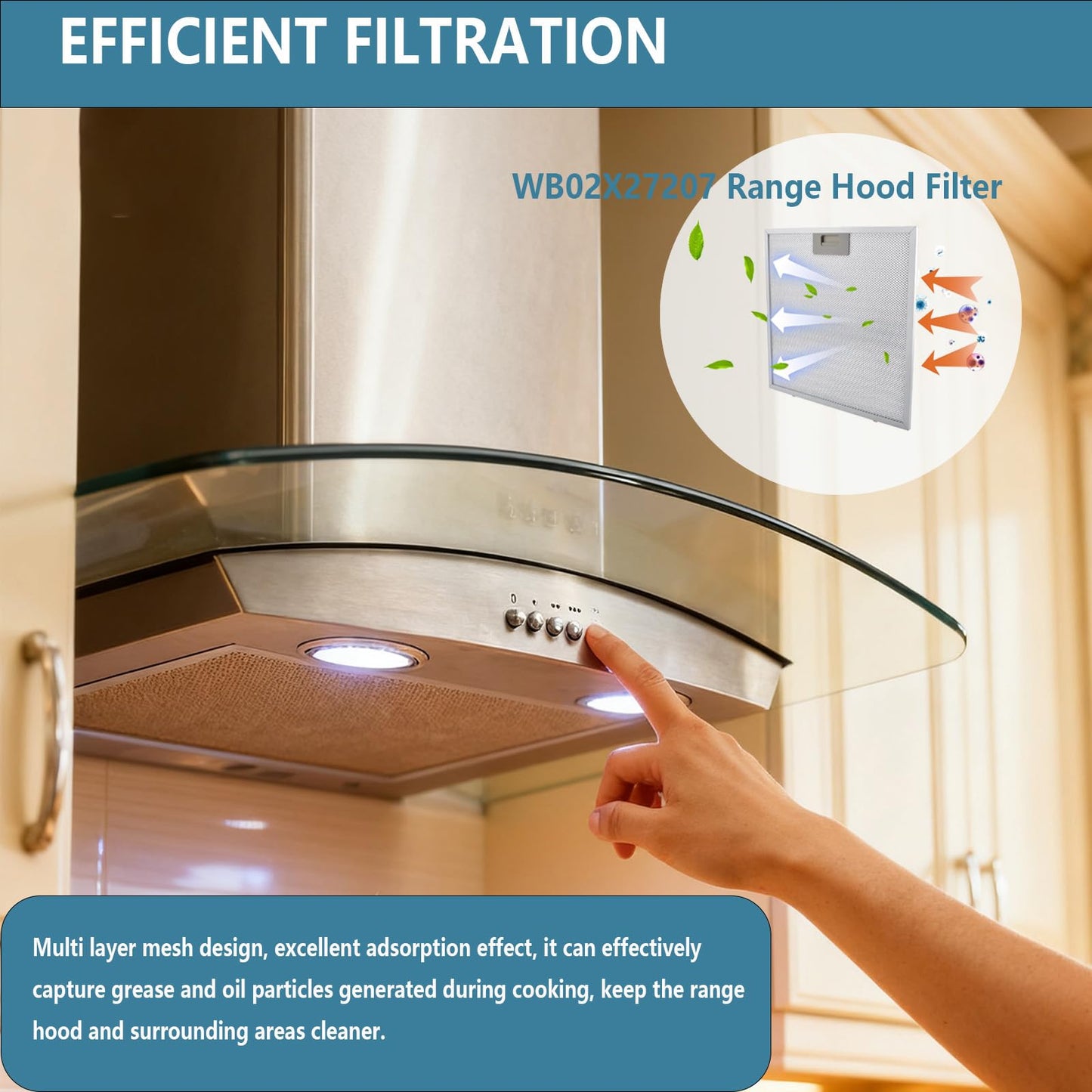 WB02X27207 Range Hood Grease Filter Vent Hood Aluminum Mesh Filter Compatible with GE JVX5300BJ1TS JVX5300DJ1WW JVX5300DJ1BB 13.75"x13.75" Replace 4463981 AP6039217 PS11771771 EAP11771771 2 Pack