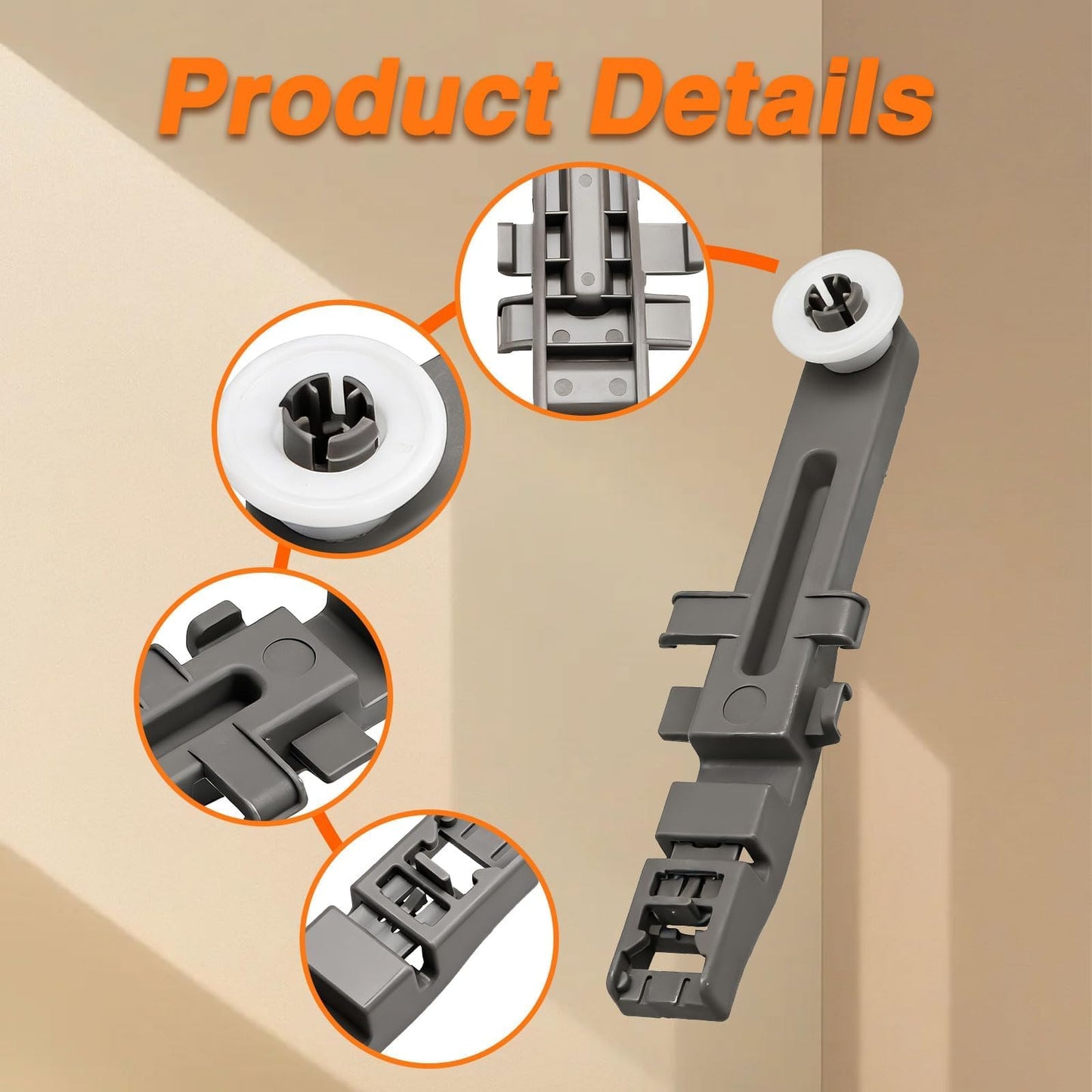 RUHUALIFE Dishwasher Upper Dishrack Adjuster and Wheel Assembly Compatible with Whirlpool, KitchenAid, Maytag, Amana, Magic Chef Dishwasher Replace# WPW10571738 W10571738 AP6023130 PS11756470 (4 Pack)