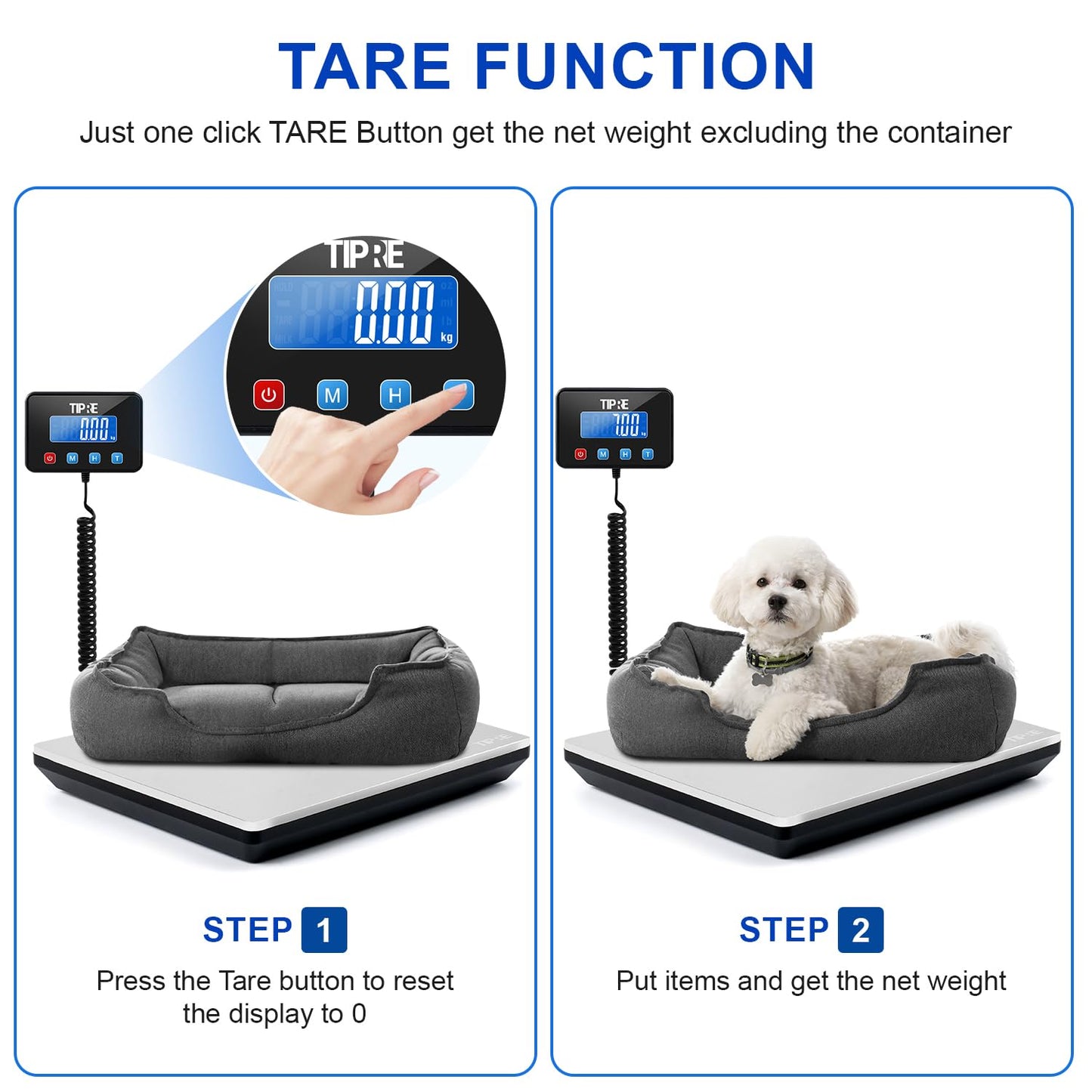 TIPRE Shipping Scale 660lbs for Packages,Heavy Duty Digital Postal Express Scale,1 oz High Accuracy with Charging Cable & Batteries,Extra Large Stainless Steel for Small Business,Warehouse,Home