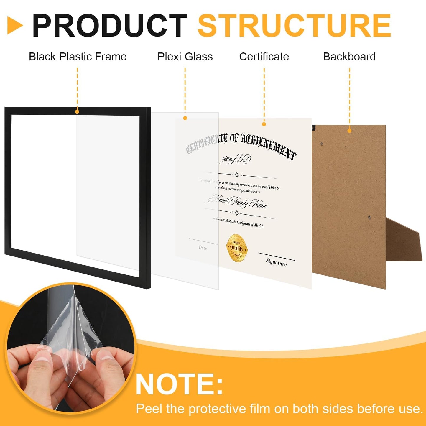 YixangDD 20 Pack Certificate Frames 8.5 x 11, College Diploma Frame with Clear Plexiglass, Black Degree Document Frame for Wall and Tabletop Display