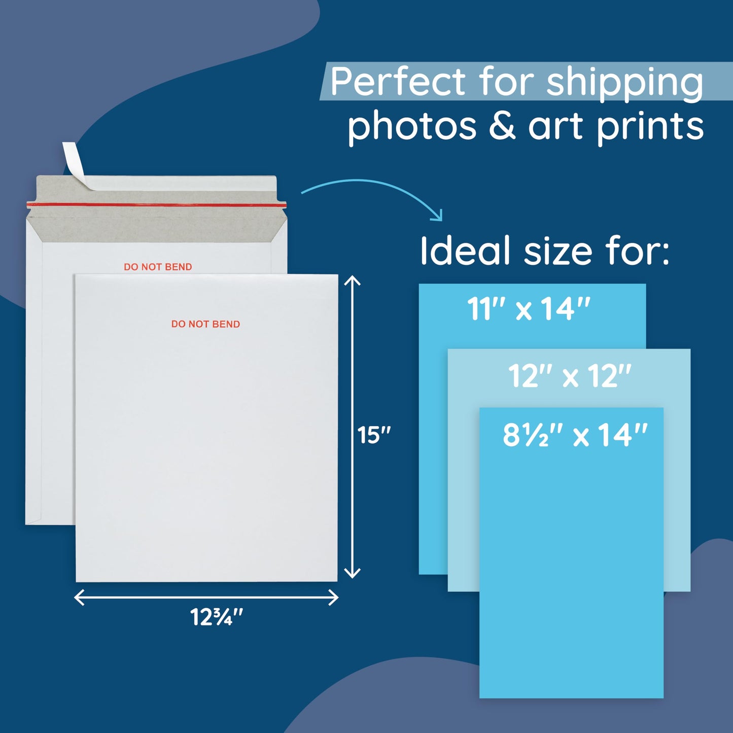 Blue Summit 25 Pack 12.75x15 Rigid Mailers, Cardboard Envelopes, Do Not Bend Photo Mailers, Cardboard Envelopes for cards, For Paper Document, Pictures, and Magazine