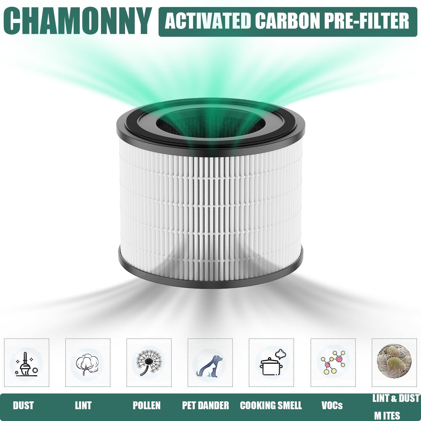 CHAMONNY AP-S0610L Filter Replacement, Compatible with MOO-KA AP-S0610L Air Purifier, 3-in-1 H13 True HEPA Filter and Activated Carbon Filter (4Pack)
