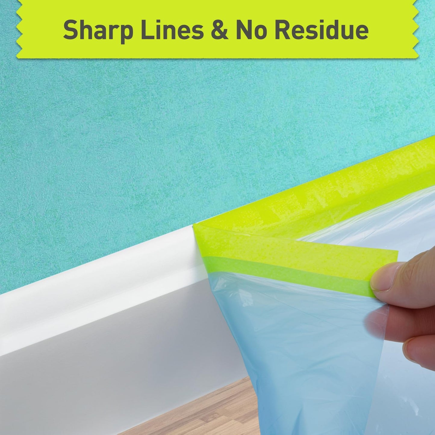 Tangibay Pre-Taped Masking Film for Painting - 44" x 66' Painters Plastic Sheeting with Automotive Paint Tape and Drape for Covering Cars, Walls, Windows and Furniture Protection (12 Rolls)