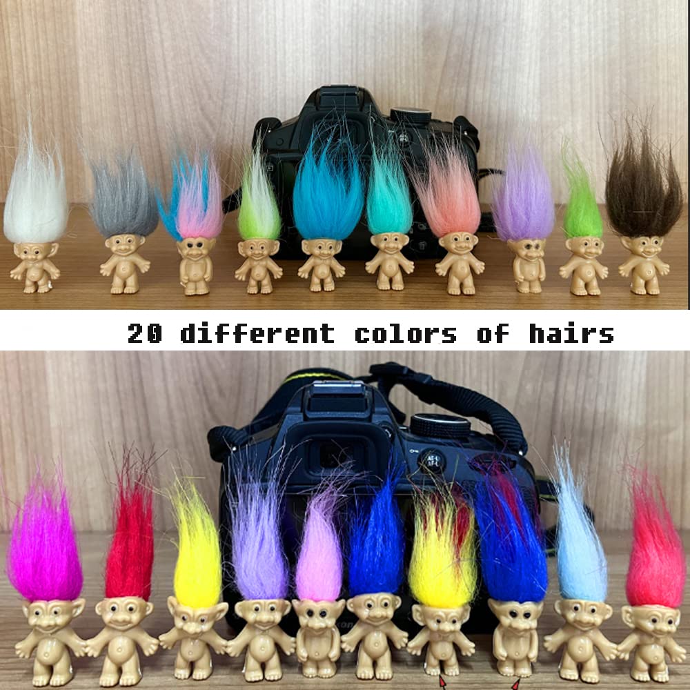 100PCS Mini Troll Dolls, PVC Vintage Troll Doll Mini Action Figures 1.2" Cake Toppers Chromatic Adorable Cute Little Guys Collection, School Project, Arts Crafts, Party Favors