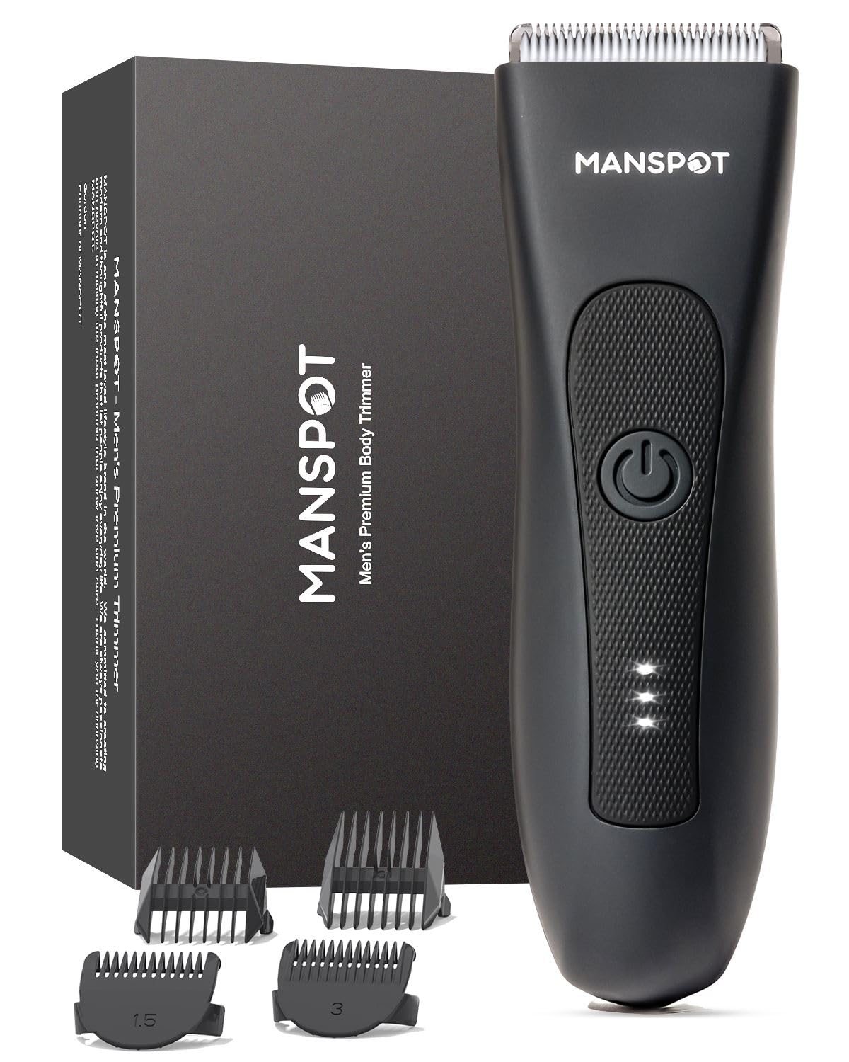 MANSPOT Manscape Groin & Body Hair Trimmer for Men, Electric Ball Trimmer Pubic Trimmer Shaver,Manscape Kit with 4 Guard,Replaceable Ceramic Blade Heads,Waterproof Wet/Dry Shaver,90 Minutes Shaving