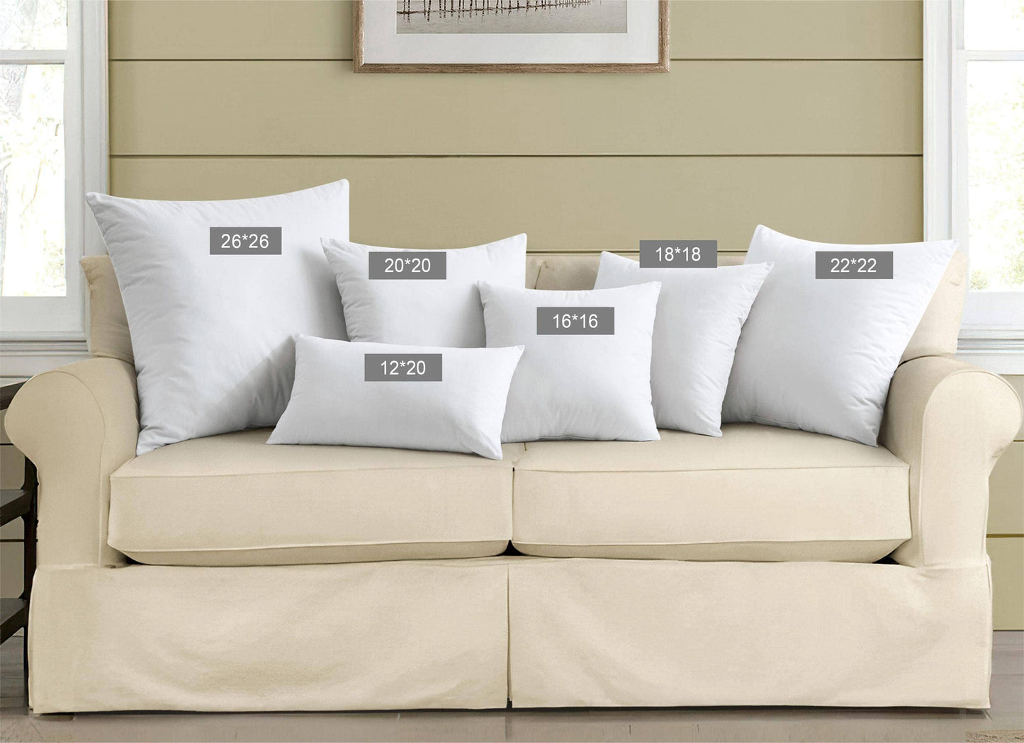 puredown® 18 x 18 Decorative Feather Down Throw Pillow Inserts (Set of 2, White) for Sofa, Couch, Bed, Machine Washable