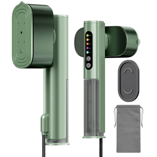 Travel Steamer for Clothes, Dual Voltage 100-240V Portable Garment Steamer, 2-in-1 Steamer & Iron, 15s Fast Heat-Up Quick Wrinkle Removal, Compact Steamer for Travel & Home (Green)