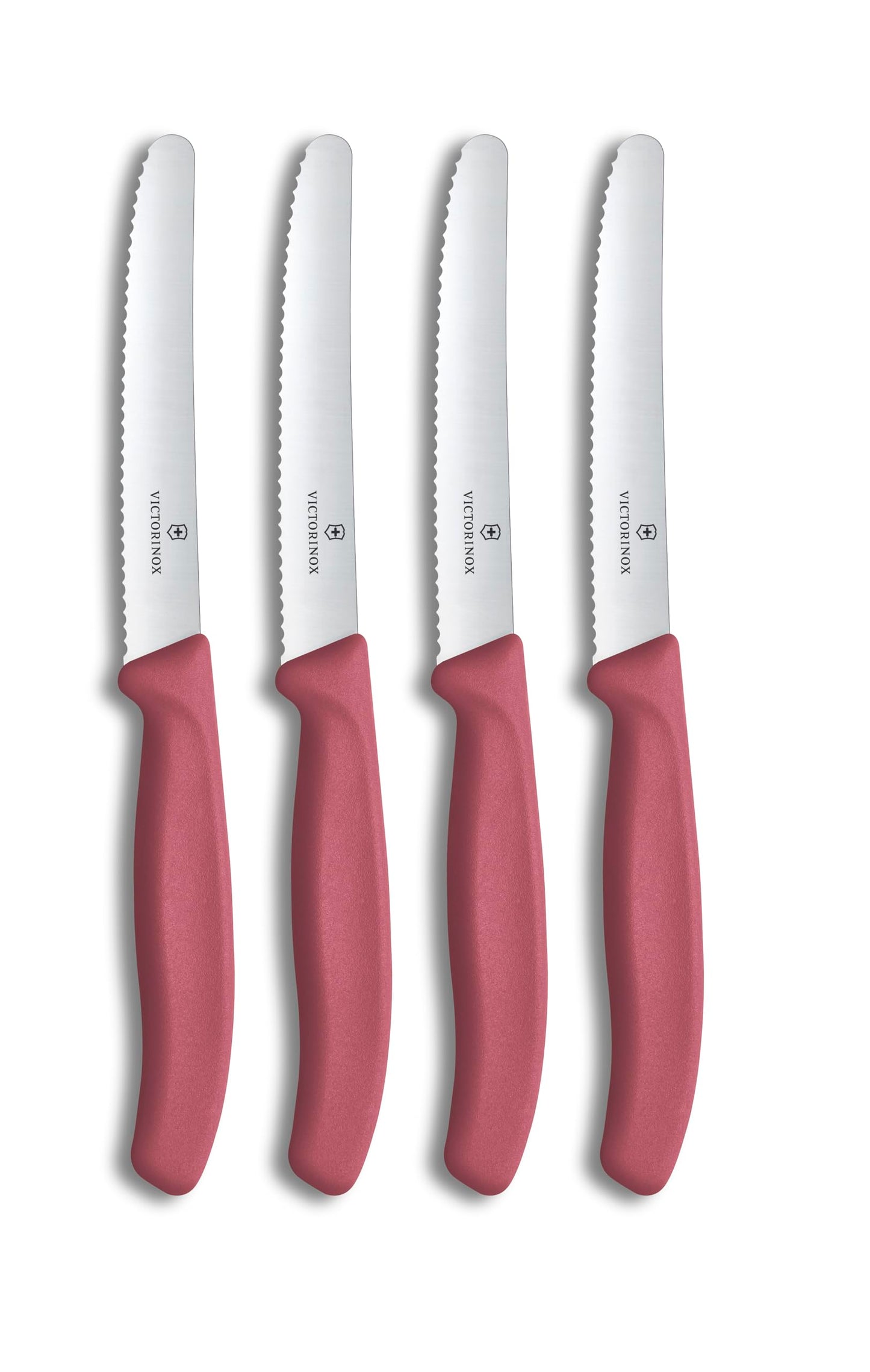 Victorinox Swiss Classic Tomato-Bread Knife Set, 4-Pieces, Sharp Blade, Serrated Edge, 4.3 Inch, Stainless Steel, Red