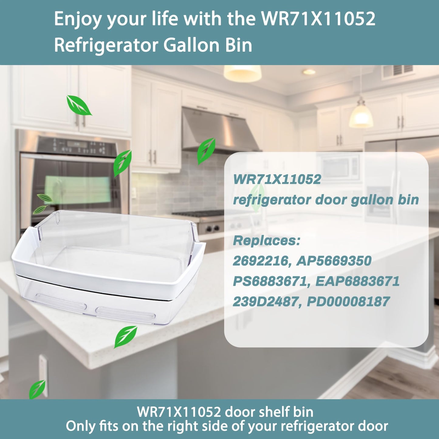 UPGRADED WR71X11052 Gallon Bin for Right Side Compatible with ge Refrigerator, Replaces 2692216, AP5669350, PS6883671, EAP6883671, 239D2487, PD00008187