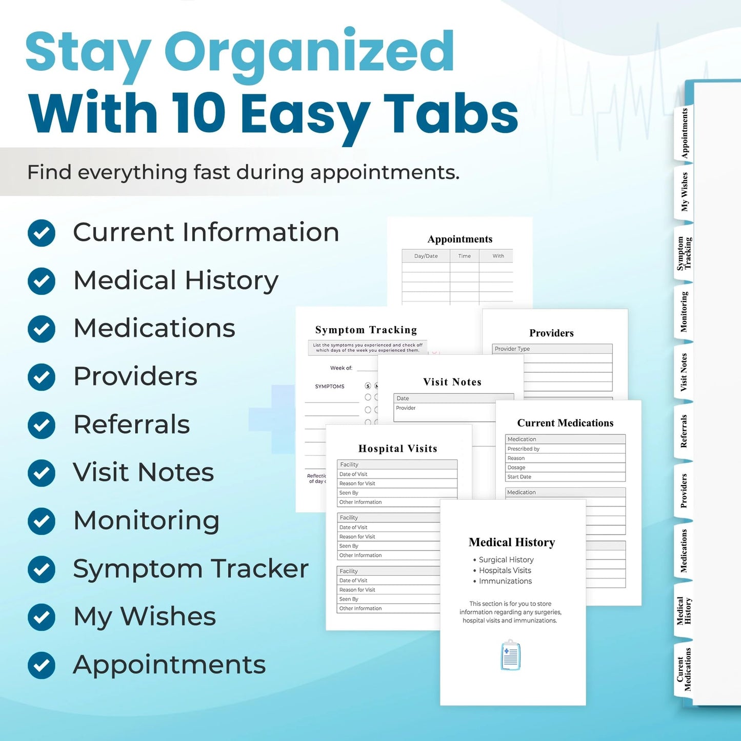 Planners With Purpose B5 Medical Visit Logbook - Large Spiral Bound Medical Planner & Health Journal for Chronic Illness, Doctor Appointments, Symptom Tracking, Medications & Medical History Organizer Notebook with Pockets