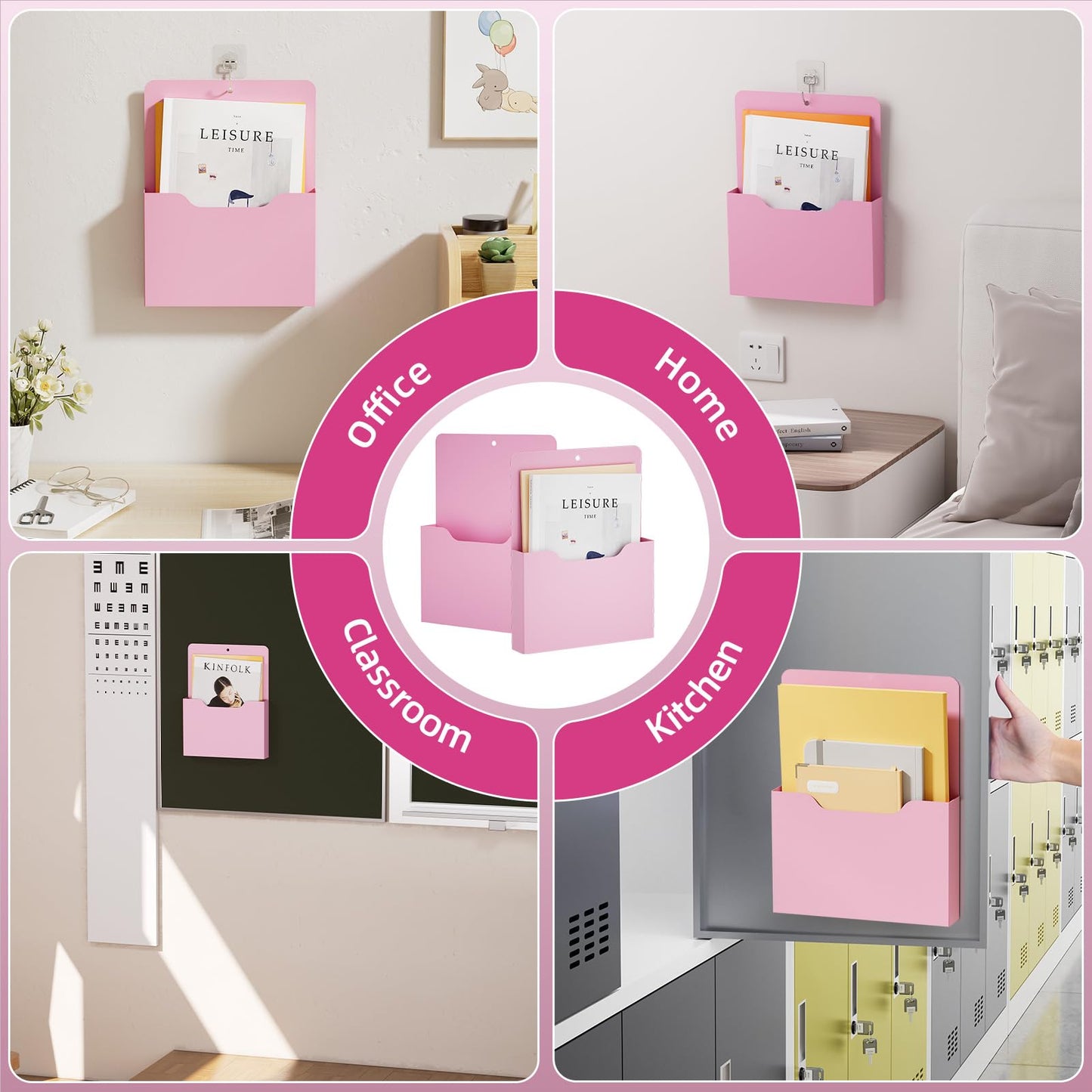 Magnetic File Holder - Magnetic Paper Holder, Pocket Organizer Office Supplies Storage Mail Organizer for Notebooks,Planners,Letter (6P)
