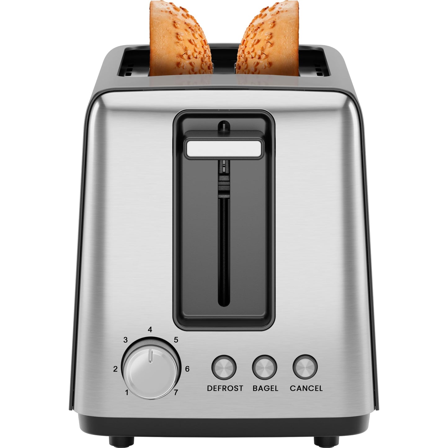 Chefman 2 Slice Toaster, 7 Shade Settings, Removable Crumb Tray, Thick Bread and Bagel Toaster with Defrost and Cancel Buttons – Black