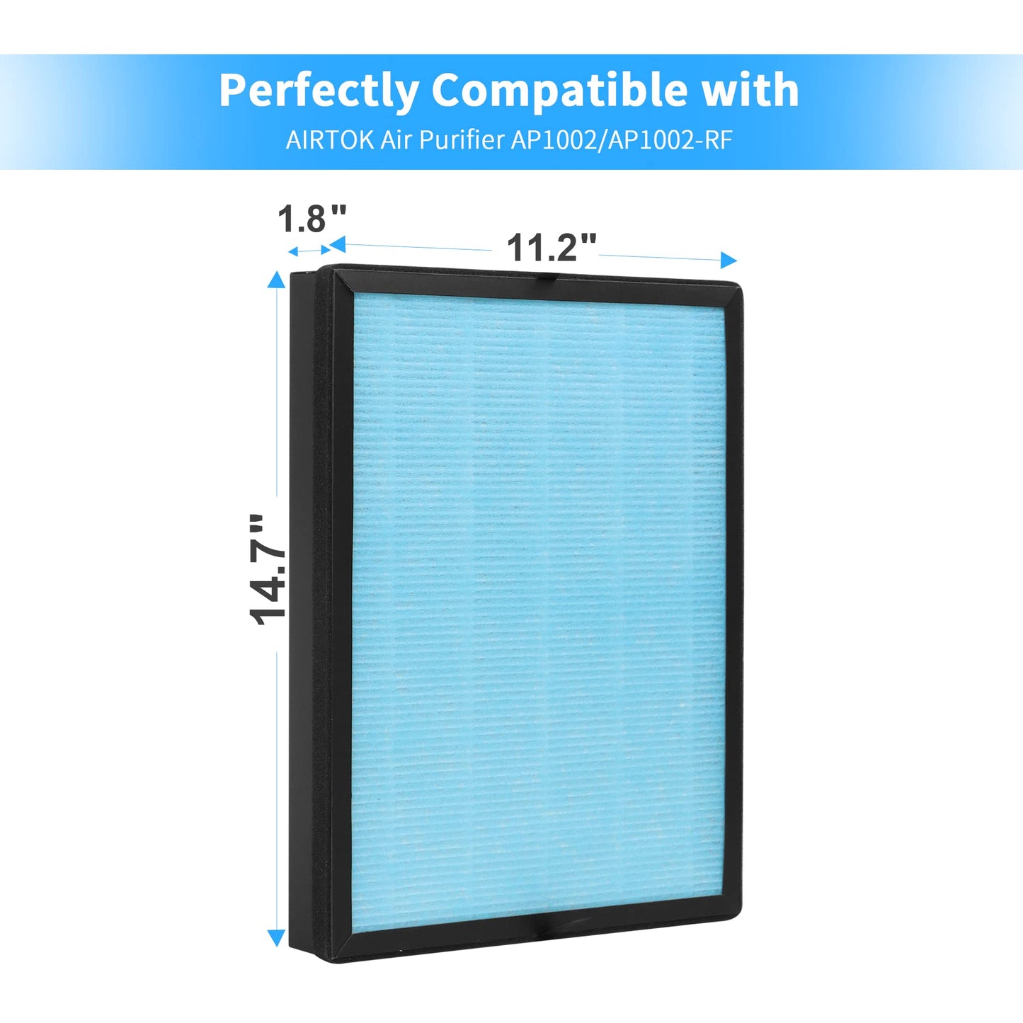 GoKBNY 2-Pack AP1002 Replacement Filter Compatible with AIRTOK AP1002 and Pure Morning APH230C Air Purifiers, Part # AP1002-RF, 3-in-1 Filters