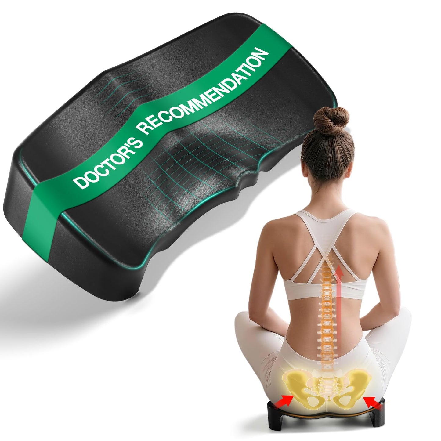 CXDYLCGF Ergonomic Seat Cushion for Office Chair, Car, Study and Meditation, Tailbone Relief, Spine Alignment, Pelvic Support, Posture Corrector,Recommended for Users Under 176LB