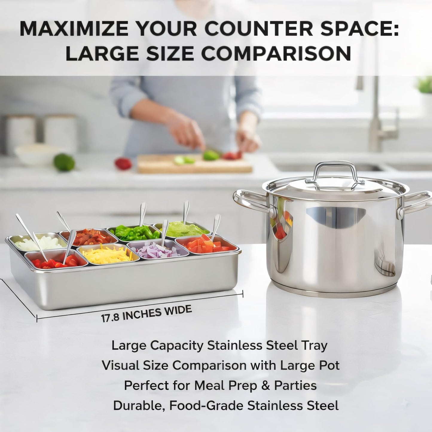 Jugetware Stainless Steel Yakumi Pan, Yakumi Pans, Yakumi Mise En Place, Mise En Place Containers, Japanese Food Container, Condiment Containers, Multi Compartment Food Containers (8 Compartment)
