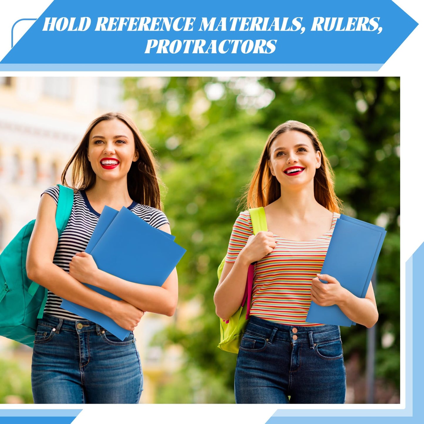 Tenceur 24 Pcs Plastic 3 Pocket Folders, Tri Fold School Folders Bulk for Students Teachers Classroom and Office, Durable Pocket Folder for Back to School Supplies (Blue)