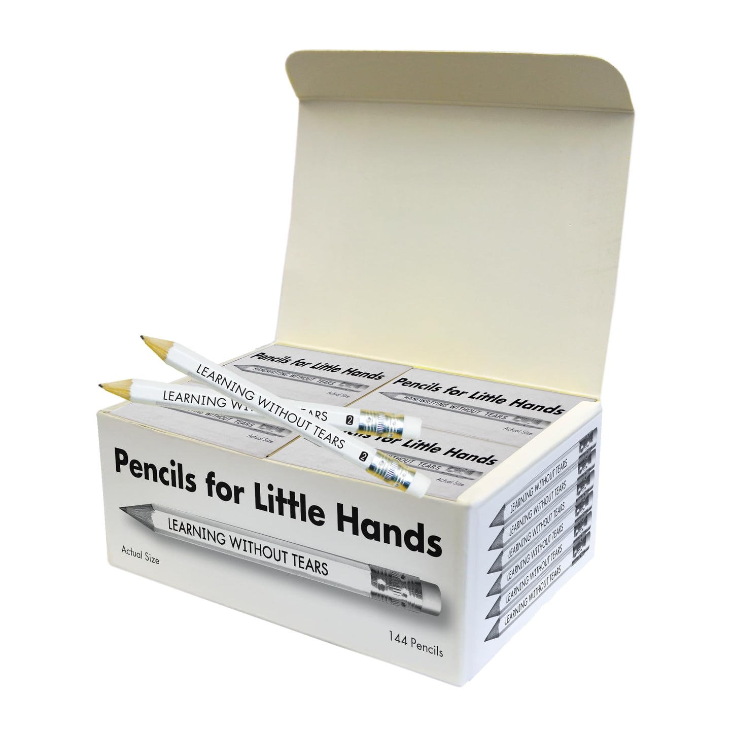 Handwriting Without Tears, Pencils for Little Hands, Age 5+, Kindergarten, 144#2 Graphite Pencils, Mini Pencils, Bulk School Supplies, Tutoring, Writing