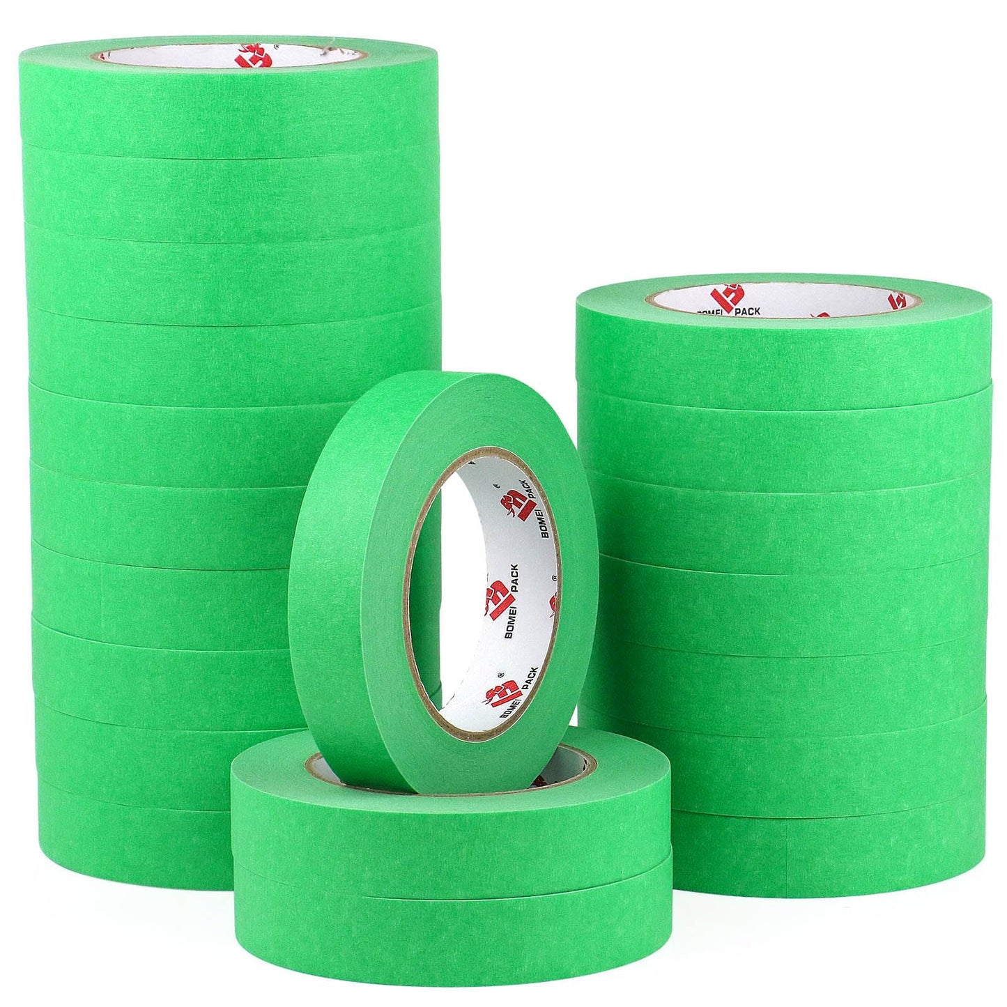 BOMEI PACK Green Painters Tape 1 Inch Bulk - Paint Tape 20 Rolls x 1 Inch x 55 Yards - Green Masking Tape for Walls Painting, DIY Crafting, Edge Finishing and School Projects, Total 1100 Yards