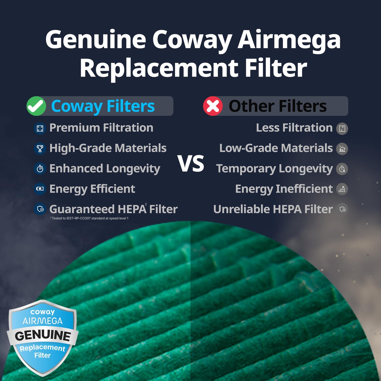 Coway Airmega 150 Genuine Air Purifier Replacement Filter Set, HEPA Filter and Active Carbon Filter, AP-1019C-FP