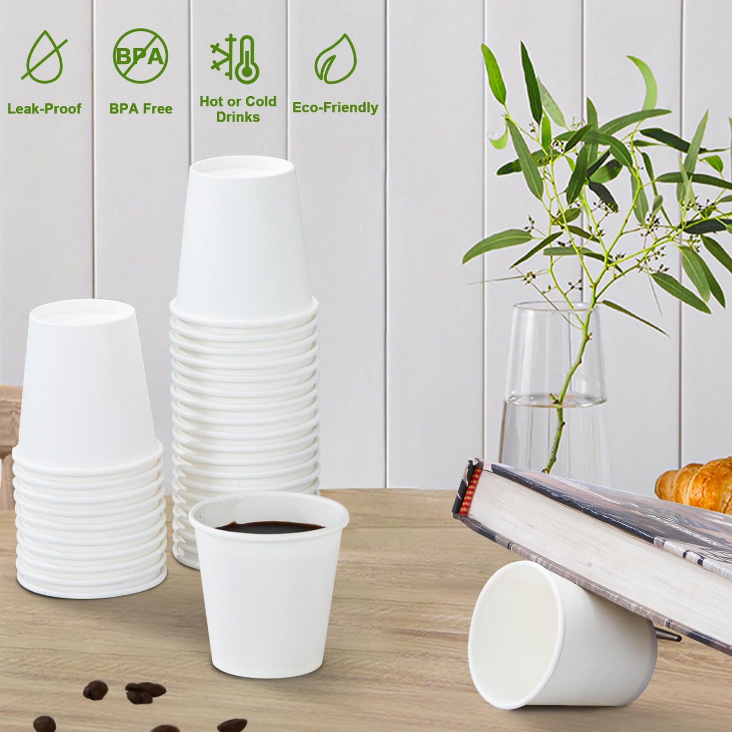 SIUQ 1200 Pack 3 oz Paper Cups, Small Disposable Bathroom Mouthwash Cups, Mini White Paper Espresso Cups 3 Ounce for Parties, Bathroom, Picnics, Travel and Events