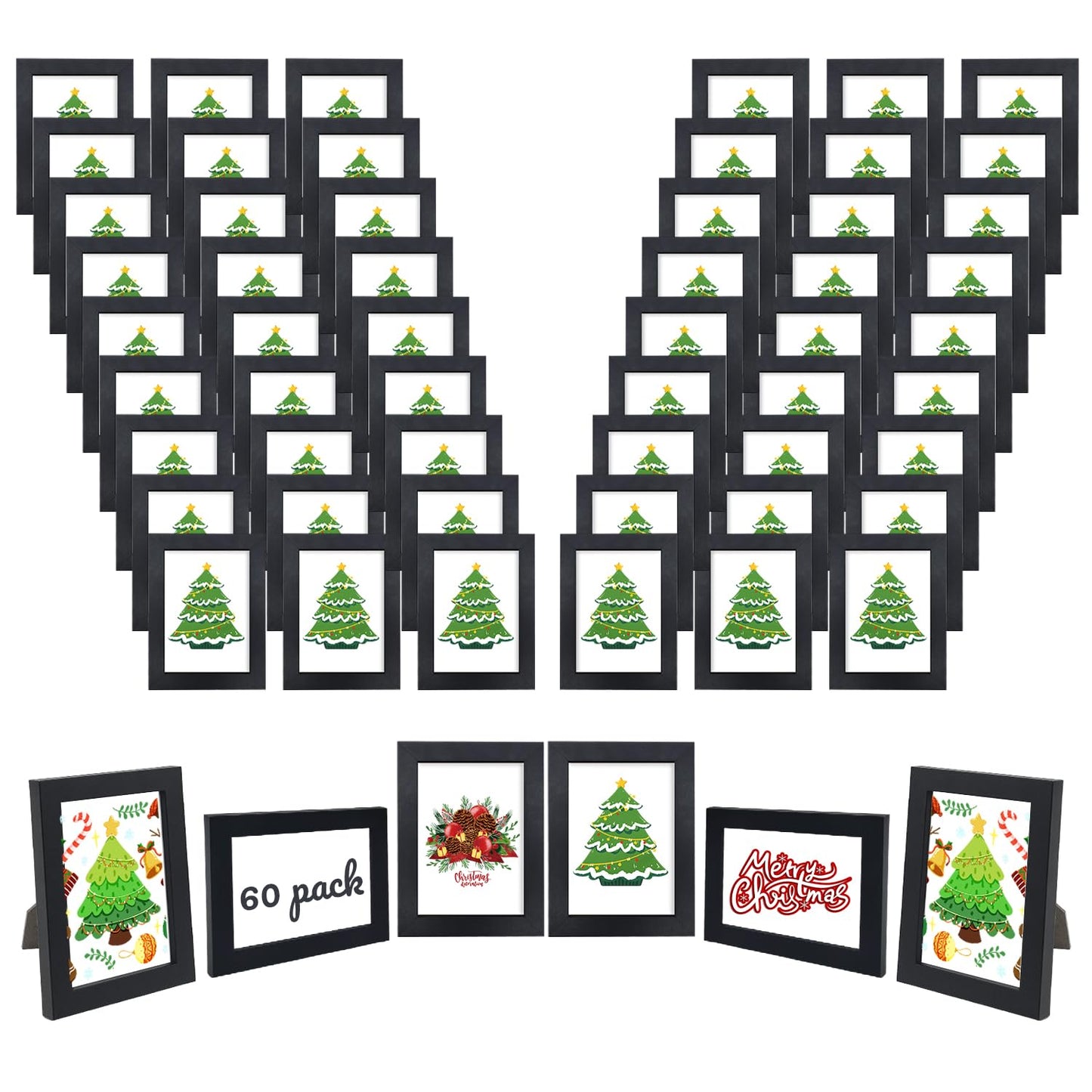YOUKE OLA Set of 60 Picture Frame Bulk Photo Frames Wall Mounting Simple Photo Frames Multi Picture Frames for Wall or Tabletop, 4X6 Inch Black