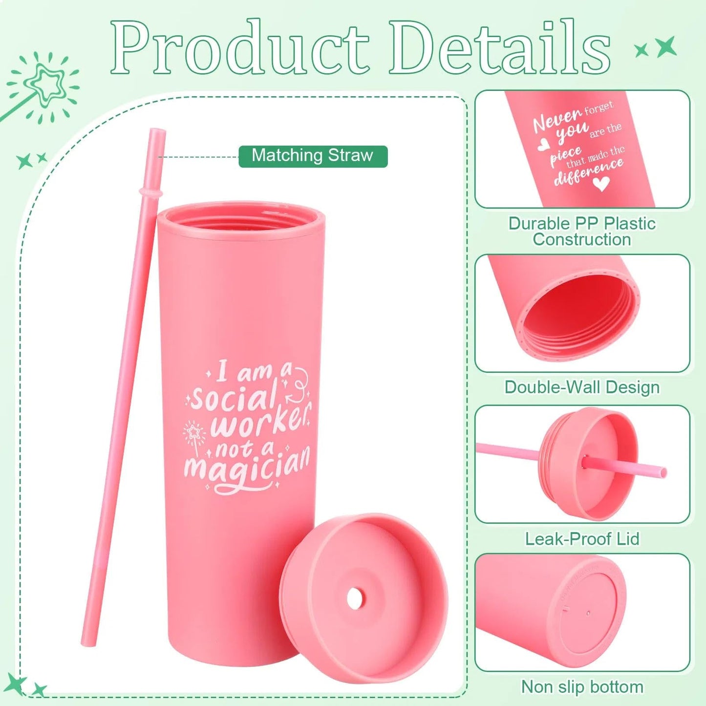Honeydak 8 Set Appreciation Gifts for End of Year, Thank You Tumblers Bulk with Lids and Straws 16 oz Plastic Coffee Cups with Notebooks Pens for Graduation Teacher Employee Coworker(Bright,Proud)