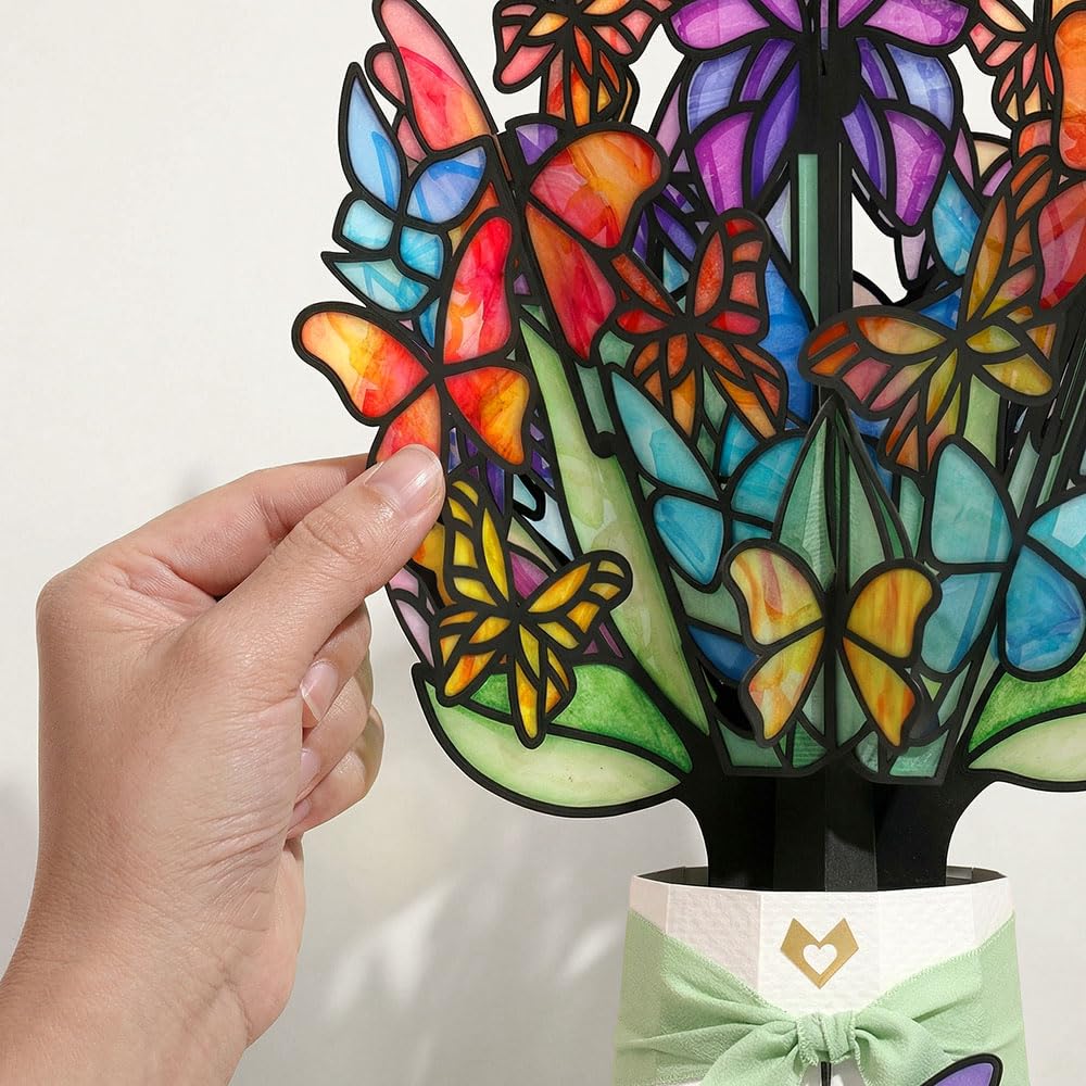 Lovepop Butterfly Brilliance Suncatcher Bouquet - 3D Pop Up Paper Flower Bouquet for Mom, Her, Him, Women (Mother's Day, Birthday, Thank You, Get Well) 12 Inch
