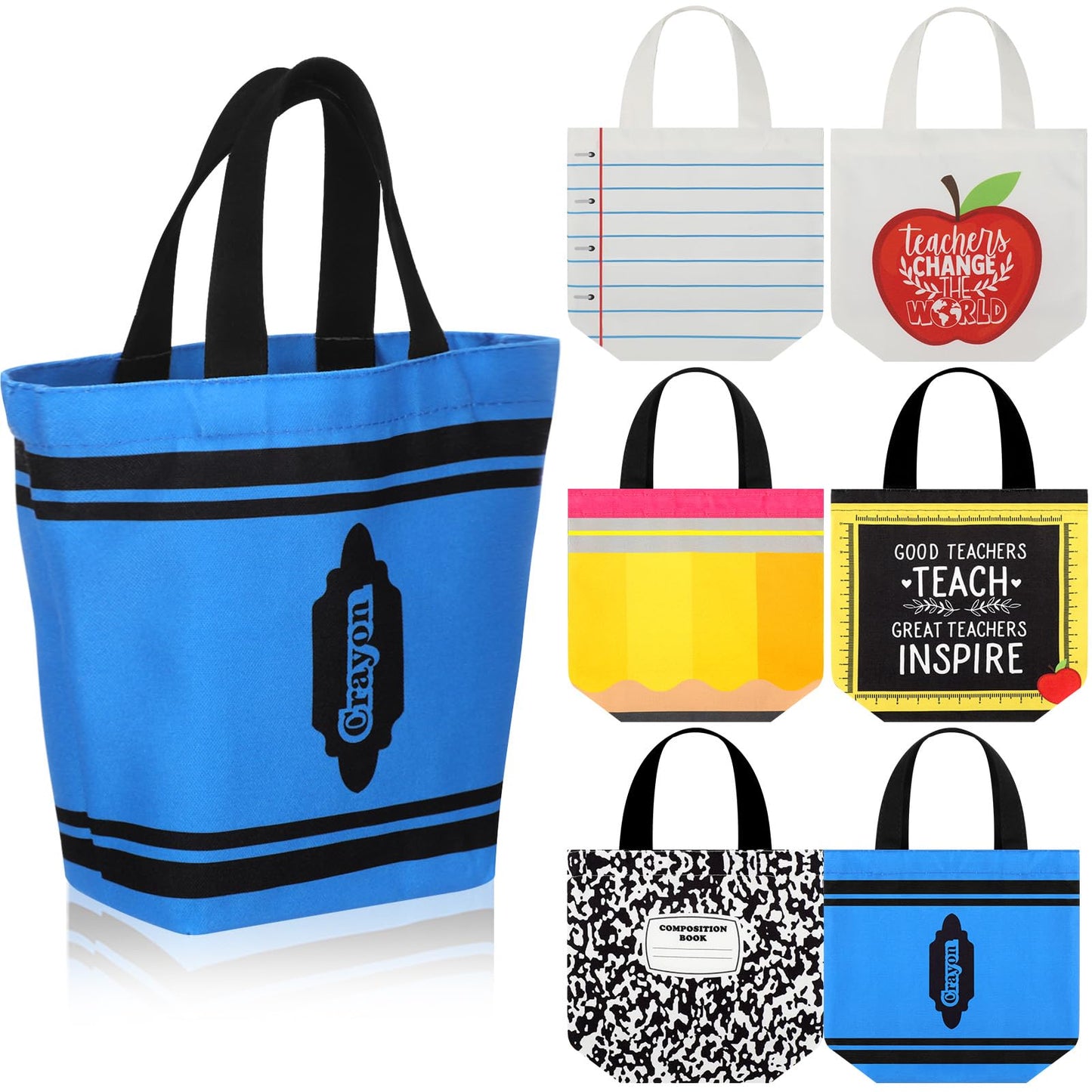 Sunnymove Teacher Mini Canvas Tote Bag Bulk Teacher Appreciation Gifts Mini Reusable Bag for Women Graduation Office(12,Canvas)