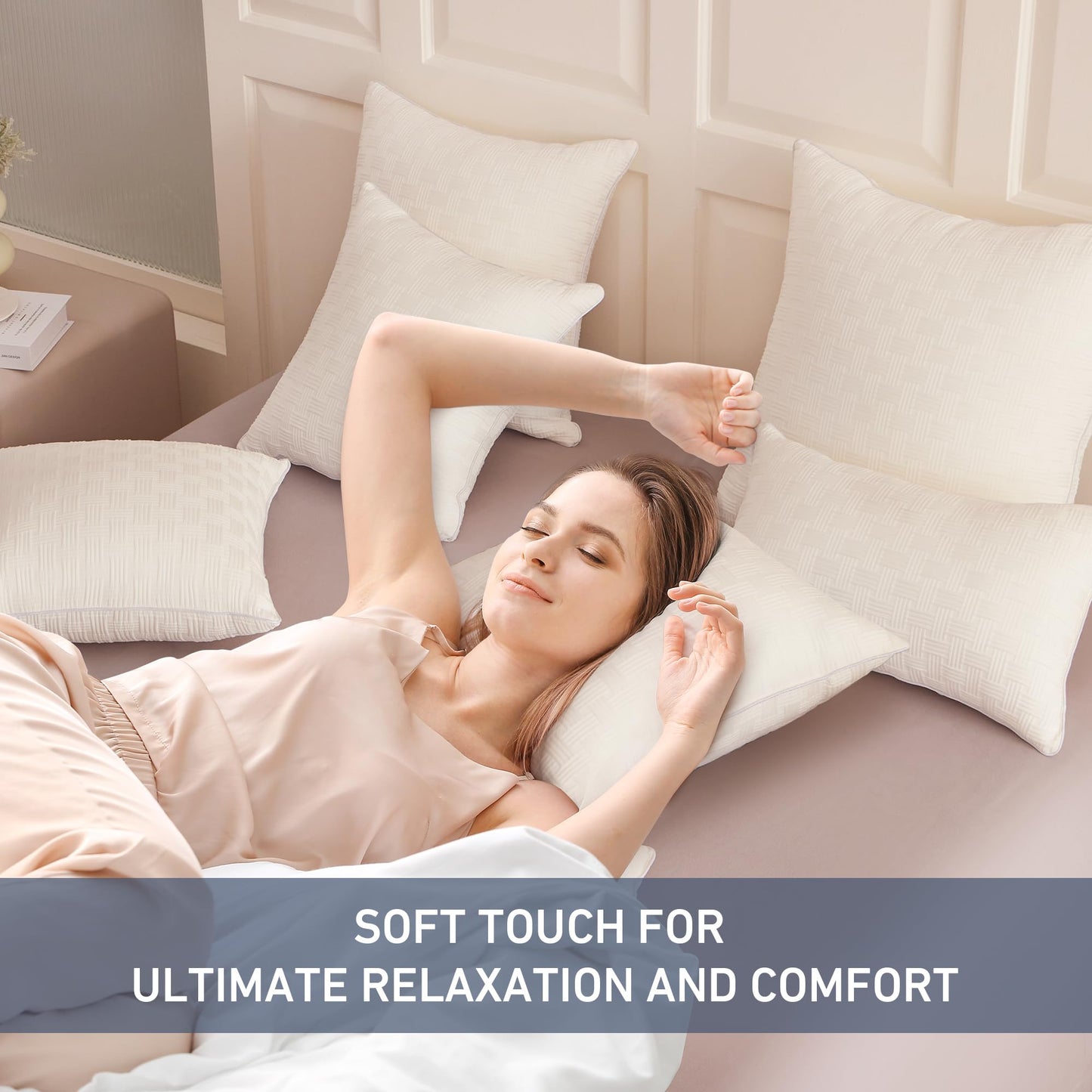 Leeden 12x20 Pillow Insert Set of 2 - Firm and Fluffy Lumbar Pillow Inserts, Rectangle Interior Sofa Pillow Inserts, Decorative Pillow Insert Pair - Beige Couch Pillow