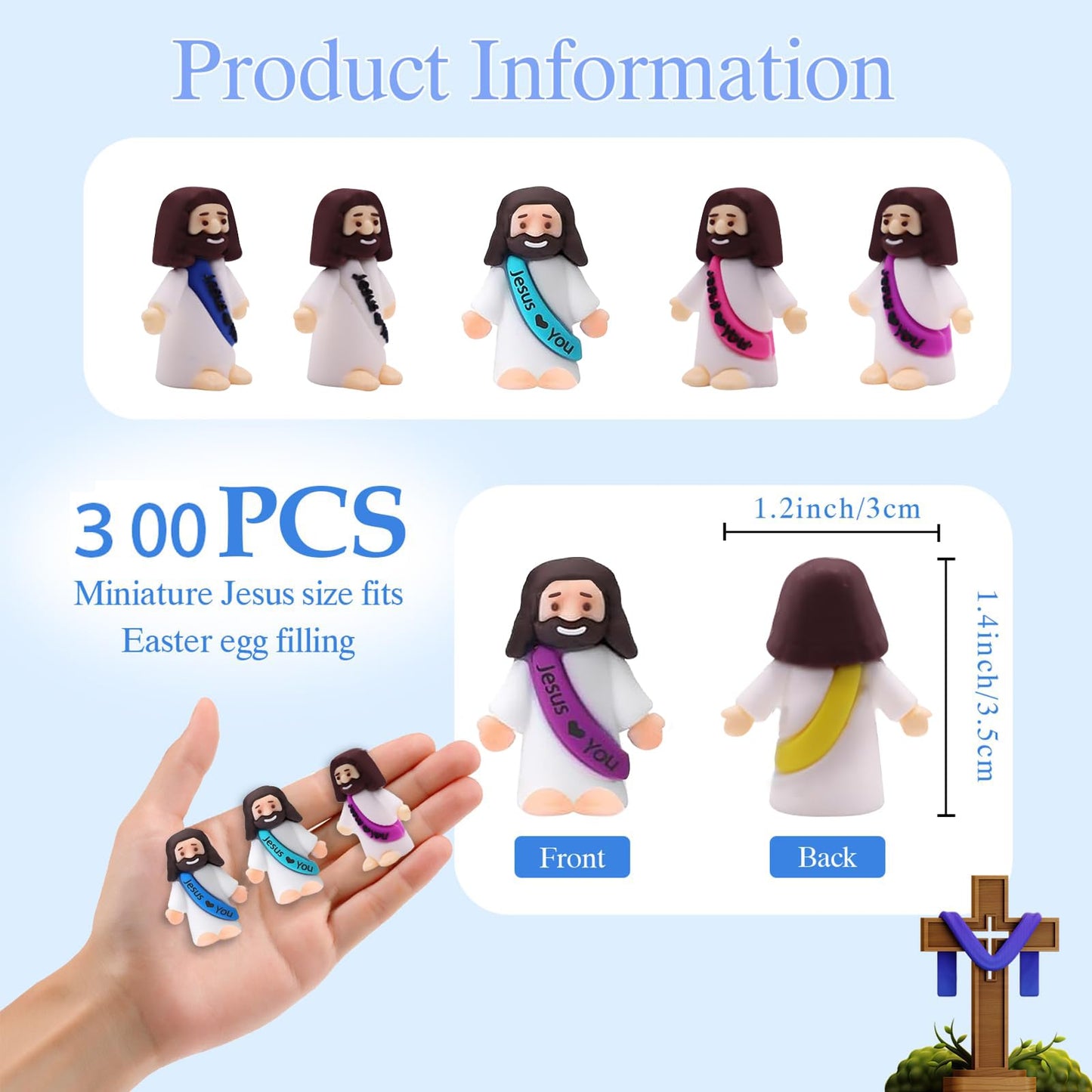 IEUHDKWL 300pcs Mini Jesus Figurines in Bulk Tiny Jesus Figures Hide and Seek Religious Party Favors Sunday School Baptism Gifts