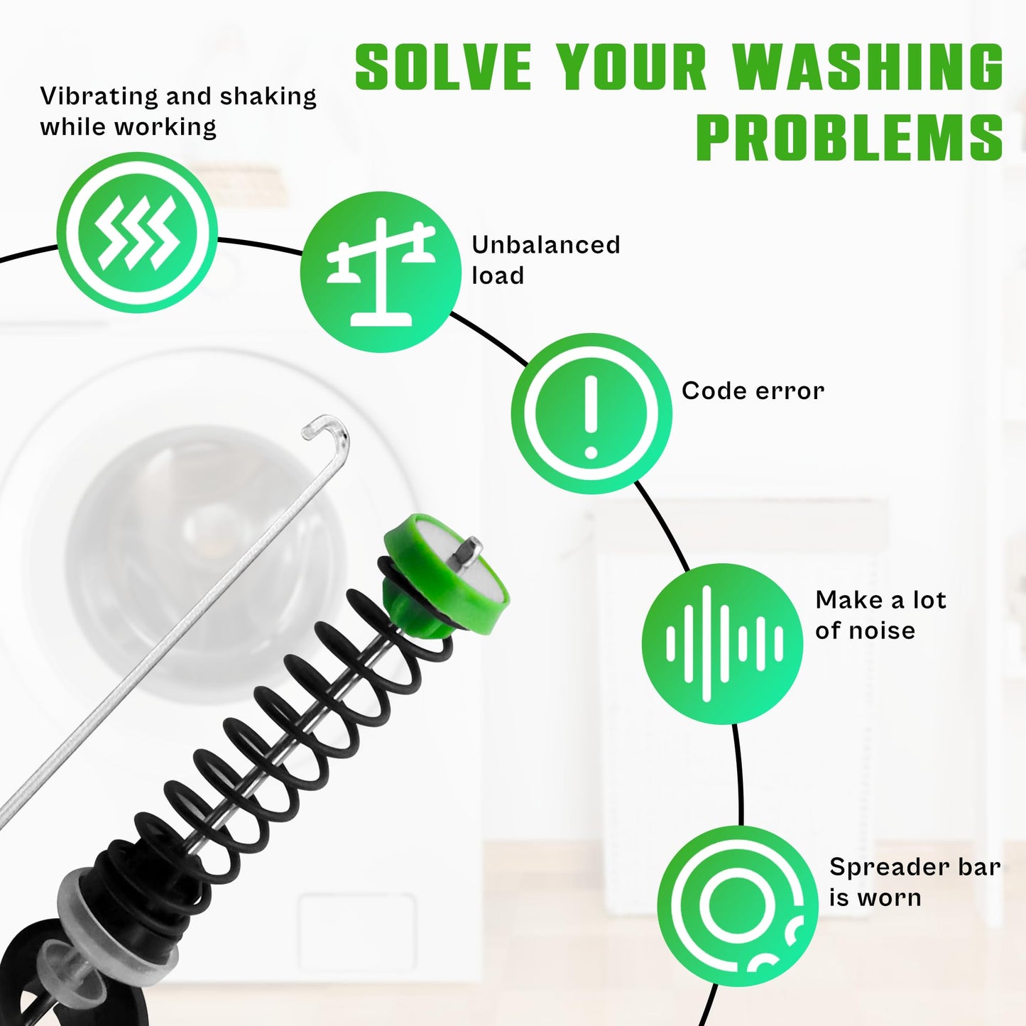 MVWX655DW2 WTW5000DW2 MVWC555DW1 WTW5000DW1 MVWC565FW1 Washer Suspension Rod kit fit for May.tag Whirlpool Washer MVWC565FW1 MVWC565FW2 WTW5000DW3 W10594080 W10748956 W10780040 W11130362 by TOMOON