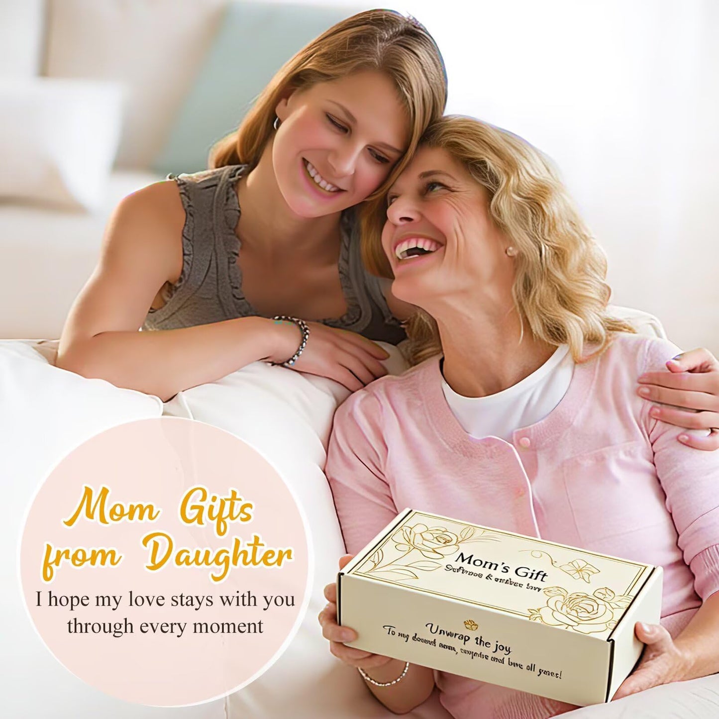 Jubilora Gifts for Mom from Daughter, Mother Daughter Figurine Gift for Mother's Day, Christmas, Thanksgiving, Mom Birthday Gifts for Home Tabletop Shelf Decor, White, Resin