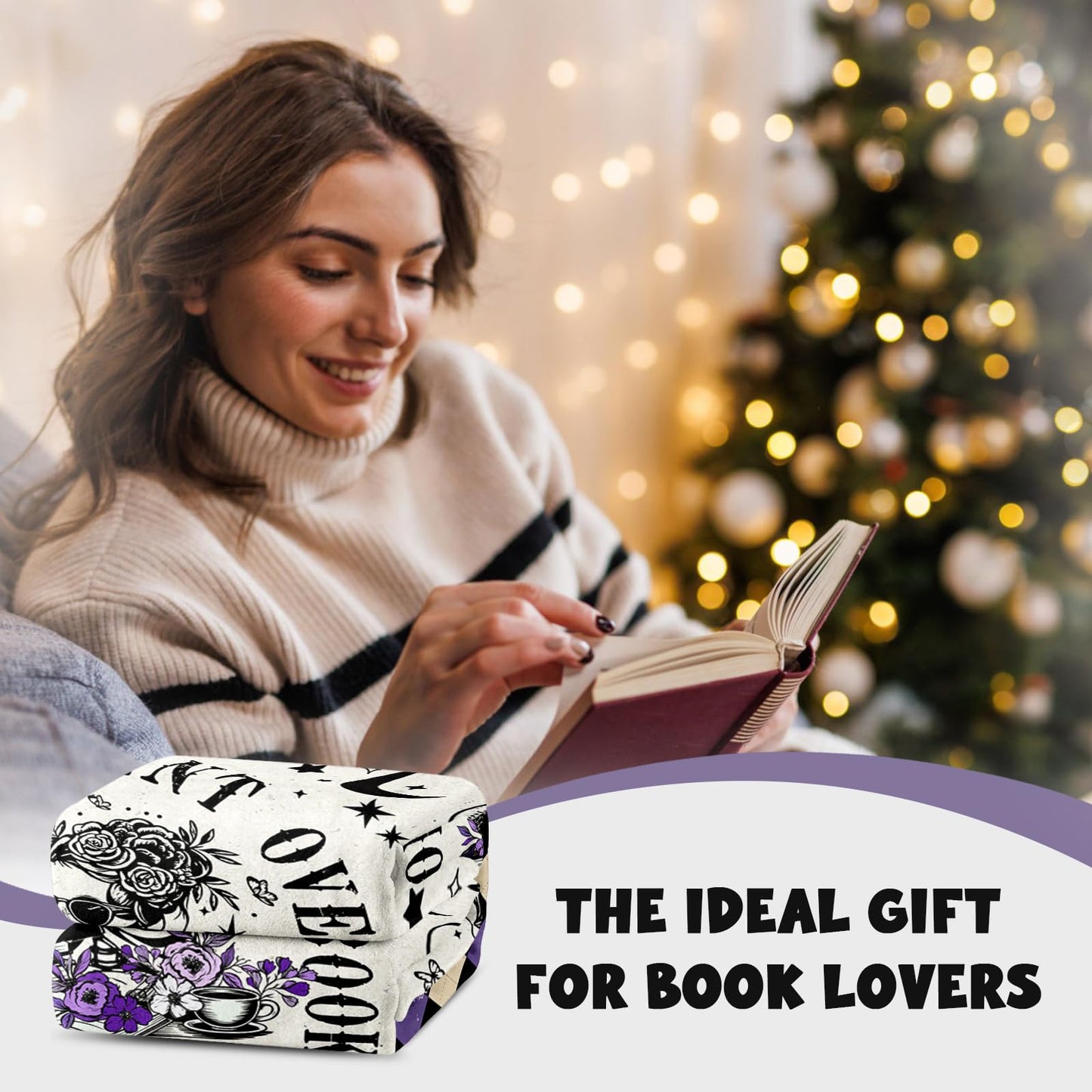Book Lovers Gifts - Smutty Book Lover Gifts for Women - Skeleton Reading Blanket for The Reader - Bookworm Bookish Books Club Librarian Reading Gift - Gothic Spicy Blanket for Christmas Birthday 50x60