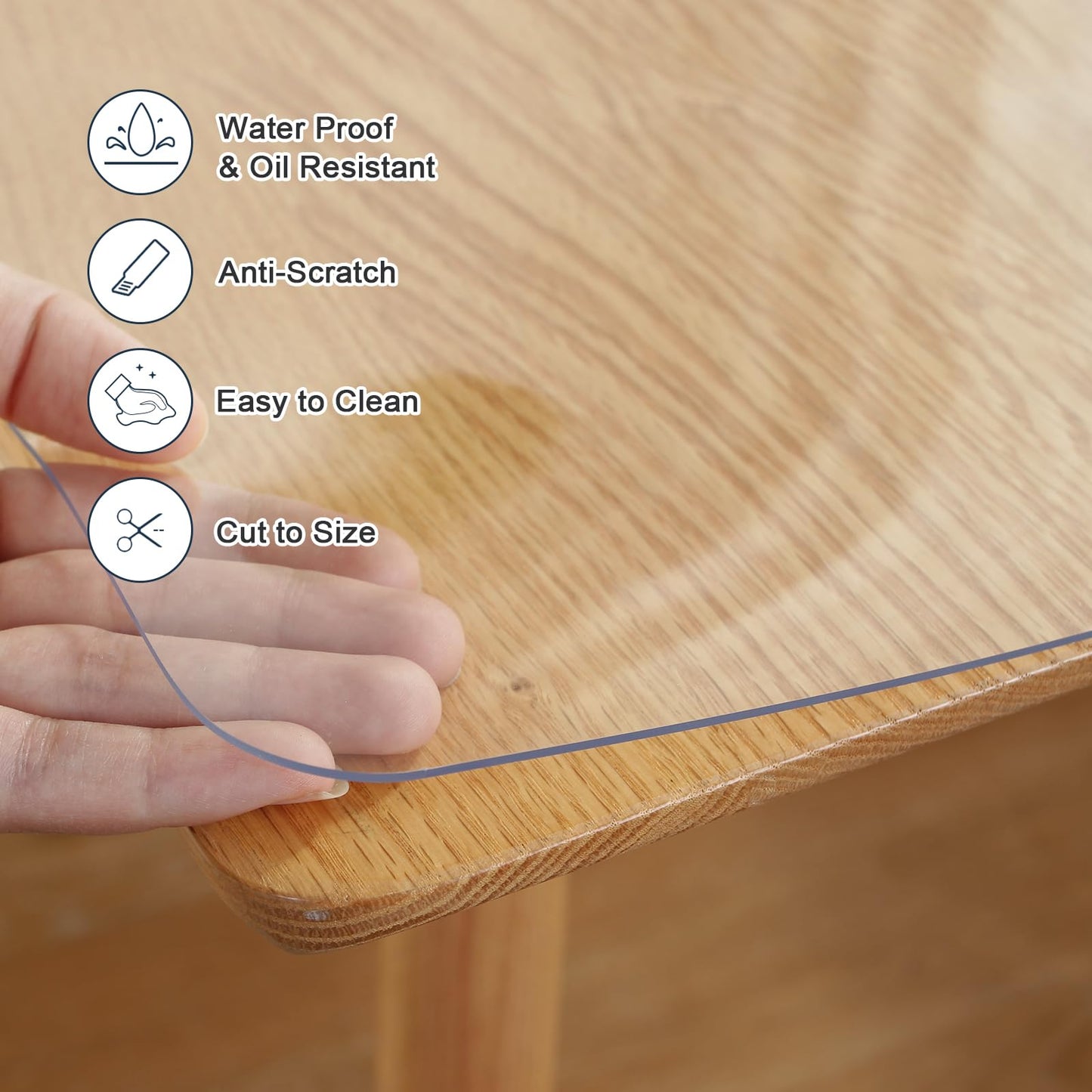 LovePads Clear Table Cover Protector, 36 x 60 Inch 2mm Thick Plastic Table Cover, Table Protector for Dining Room Table, Waterproof Dresser Cover Top for Kitchen, Coffee, Writing Desk