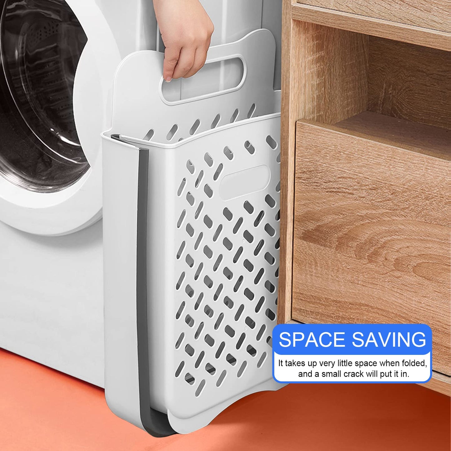Laundry Basket Hamper,Hanging Wall Collapsible Laundry with Handle,Space-Saving Foldable Storage Dirty Washer Organizer Bin Multi-function Container Waterproof Durable,Set of 2(XL&M)