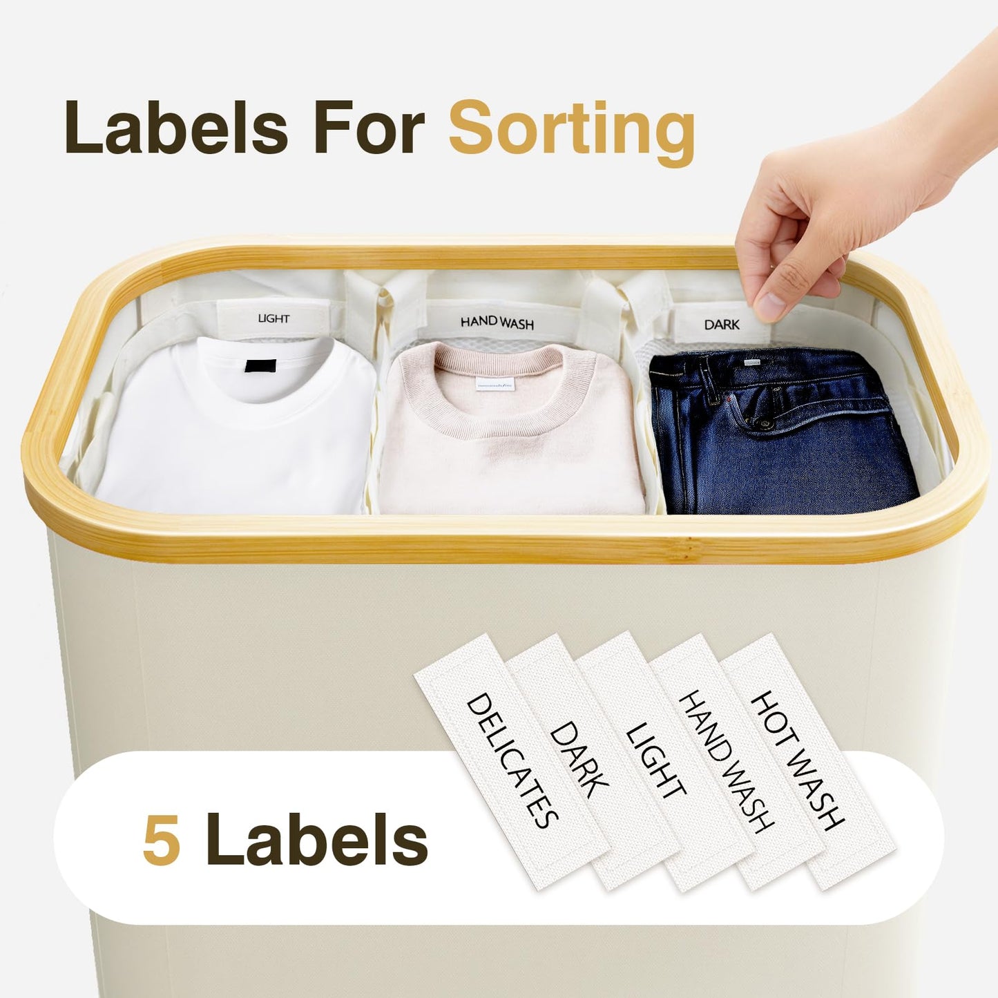 Hampers for Laundry Basket with Lid, 160L Extra Large Laundry Hamper 3 Section Dirty Clothes Hampers for Laundry Divided Laundry Basket Organizer for Bedroom,Laundry Room, Dirty Clothing Hamper, Beige